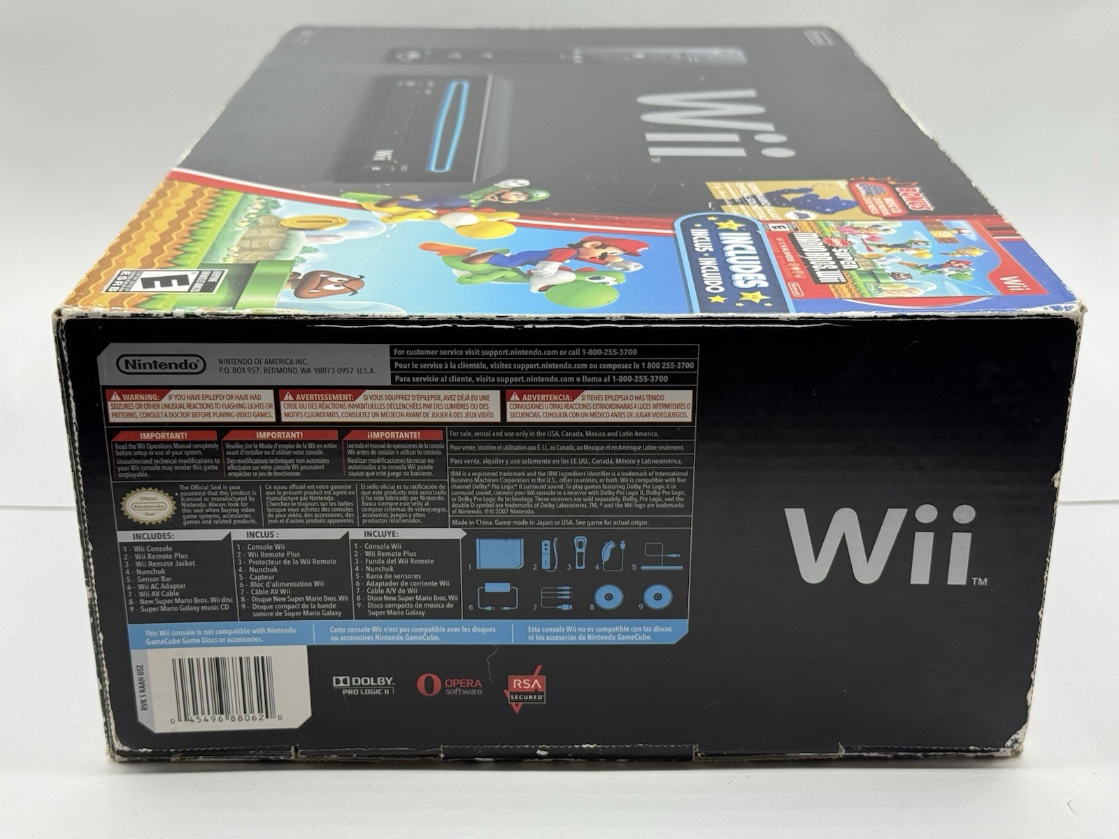 Nintendo Wii Black Console System Complete In Box New Super Mario Bros Game Set