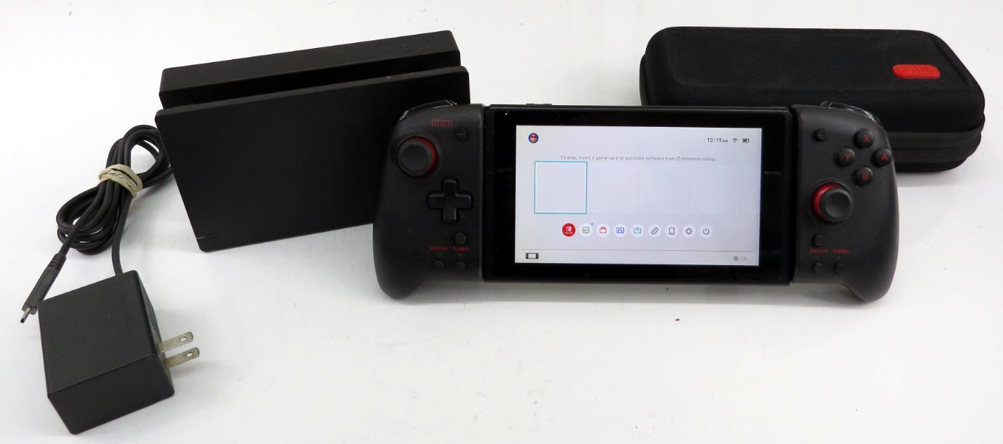 Nintendo Switch HAC-001 Console W/Hori Split Pad Black Controllers, Dock, Power