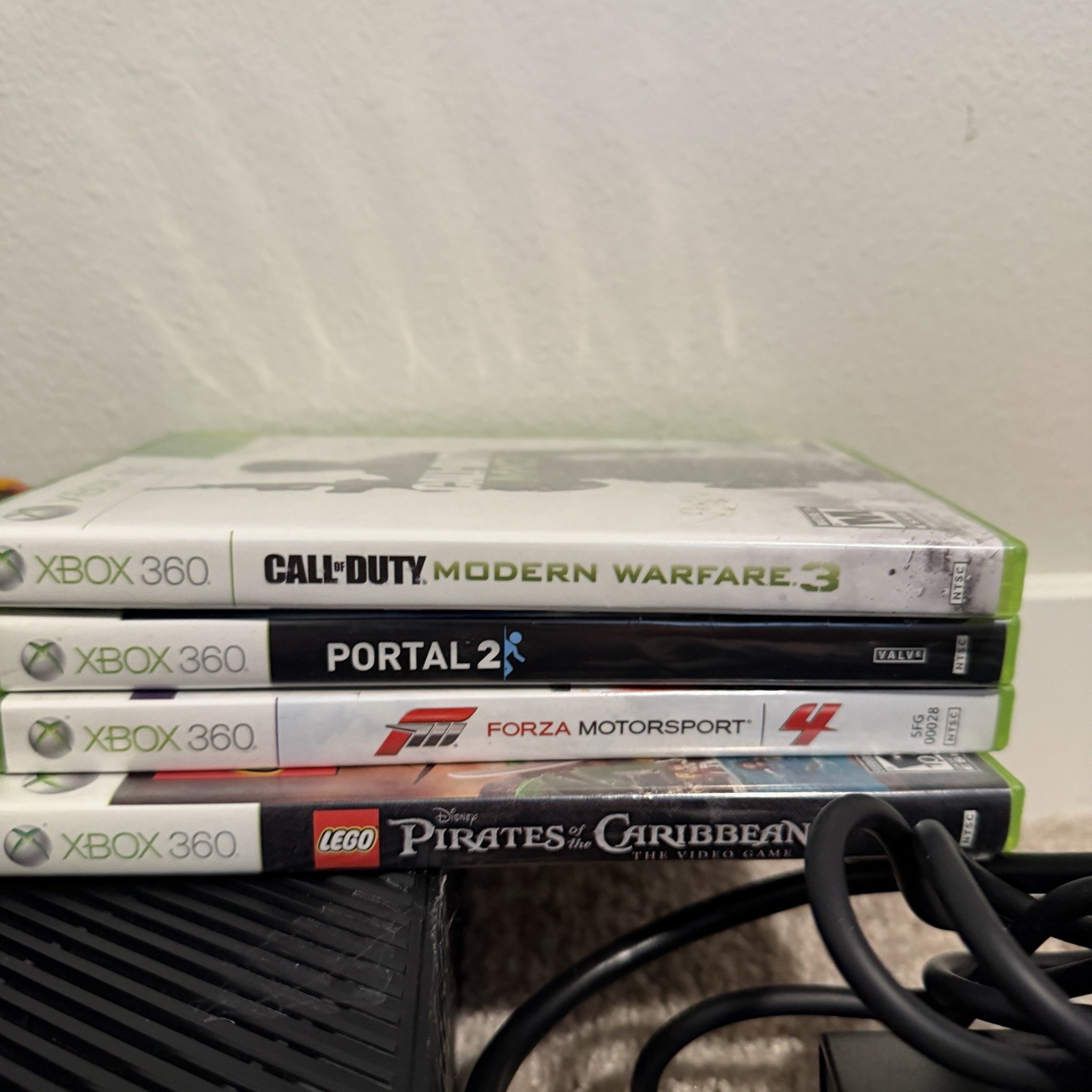 Xbox 360 E 1538 Console 250GB HDD Bundle W/ Controllers Games Cable Tested Works