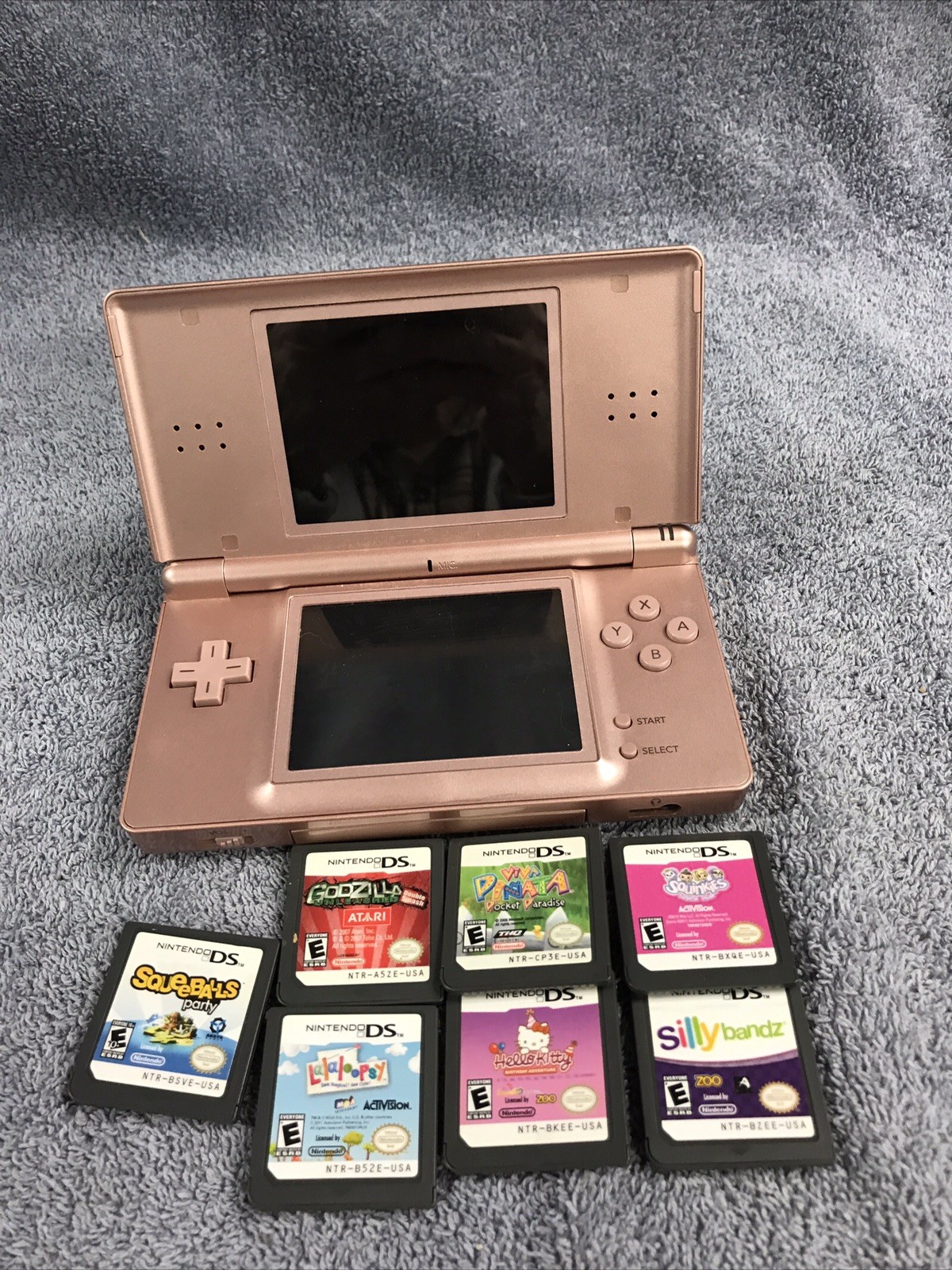 Nintendo DS Lite USG-001 Pink Handheld Console Touch Screen & Games WORKS LG