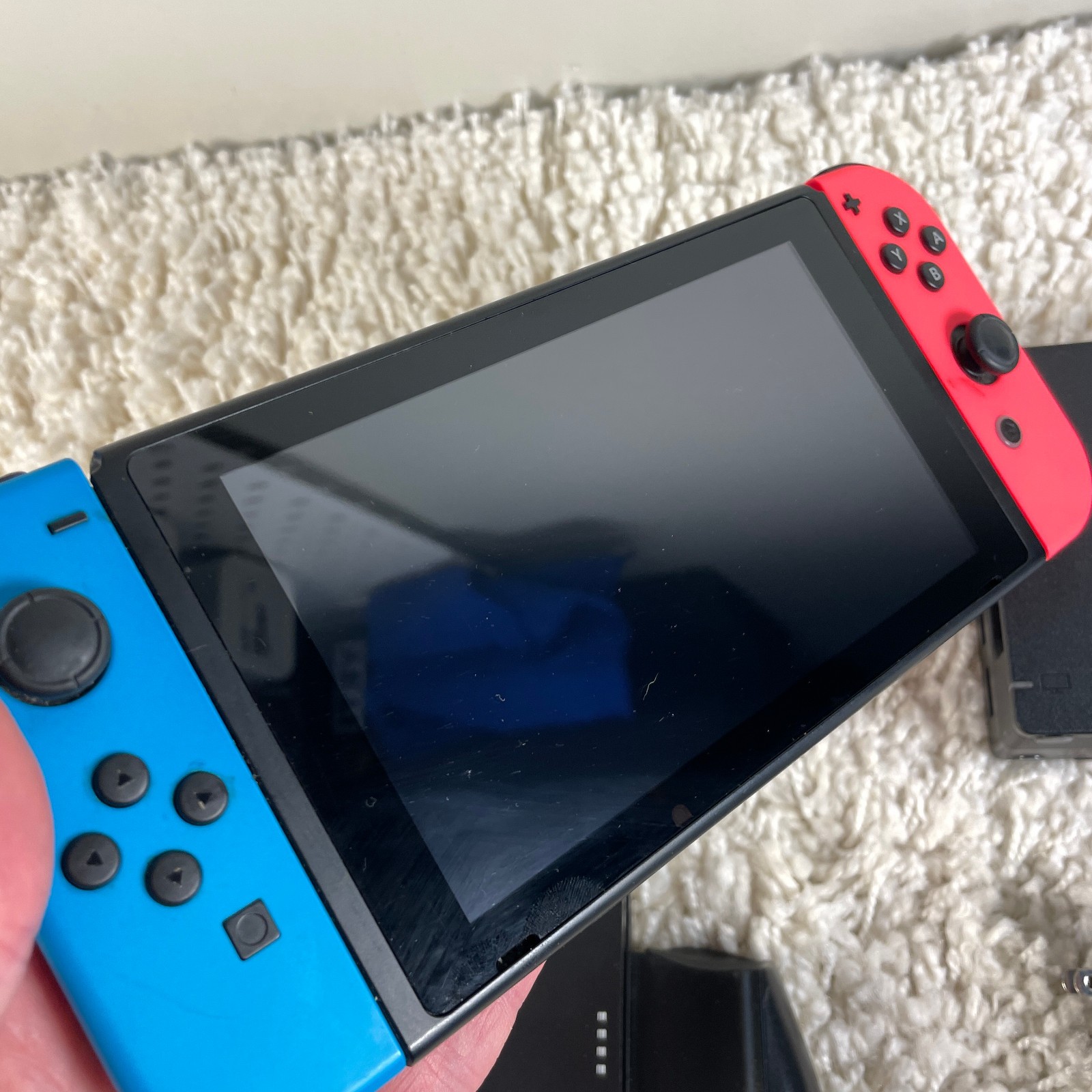 Nintendo Switch V2 HAC-001 (-01) Console System Bundle Red Blue Joycon Tested