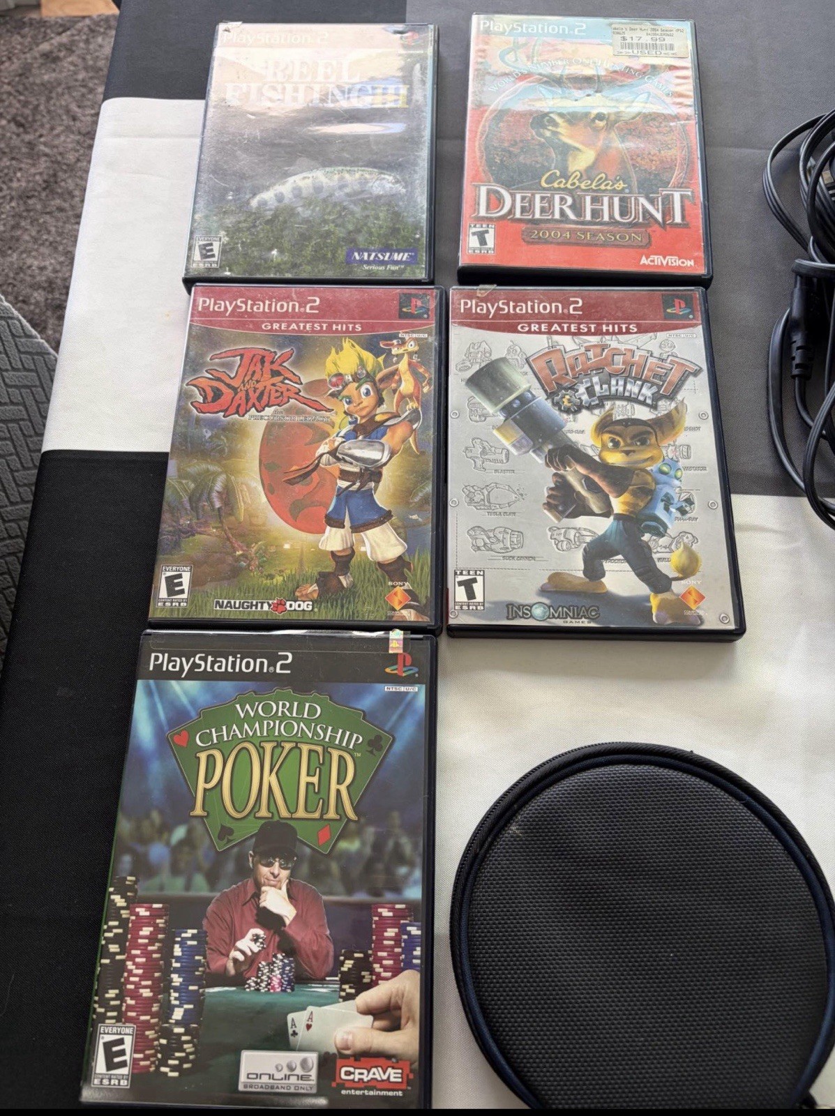 PlayStation 2 PS2 Fat Console Bundle Tested w/ 2 Controllers + 5 Games + Memory
