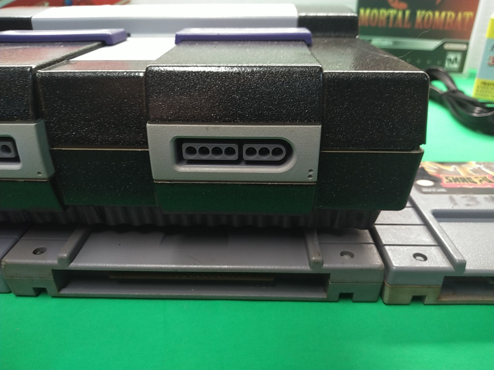 Super Nintendo system SNES with Mortal Kombat 2 Controllers All Hookups