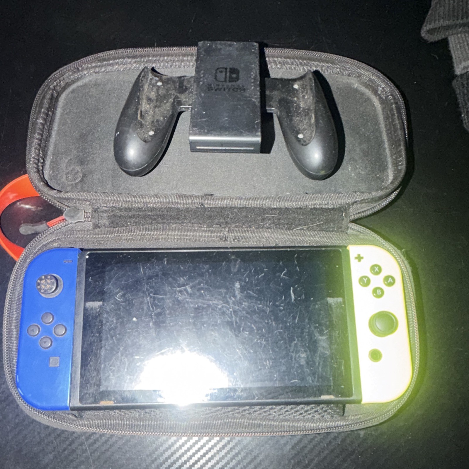 Nintendo Switch HAC-001 Console 32GB 1080p Blue/Yellow Joy-Con + Case