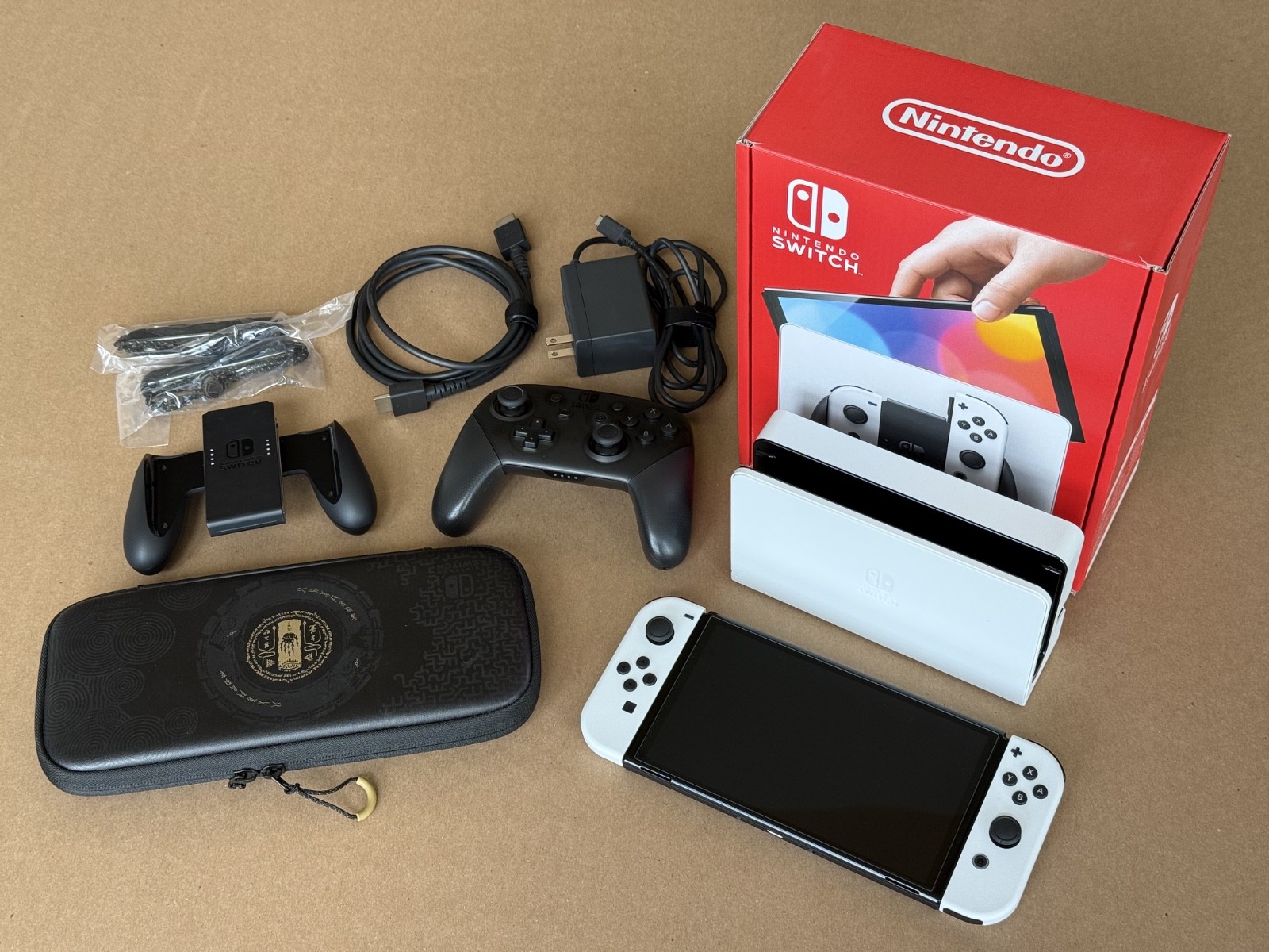 Nintendo Switch OLED Console Bundle, Pro Controller, 128GB MicroSD Card, Case