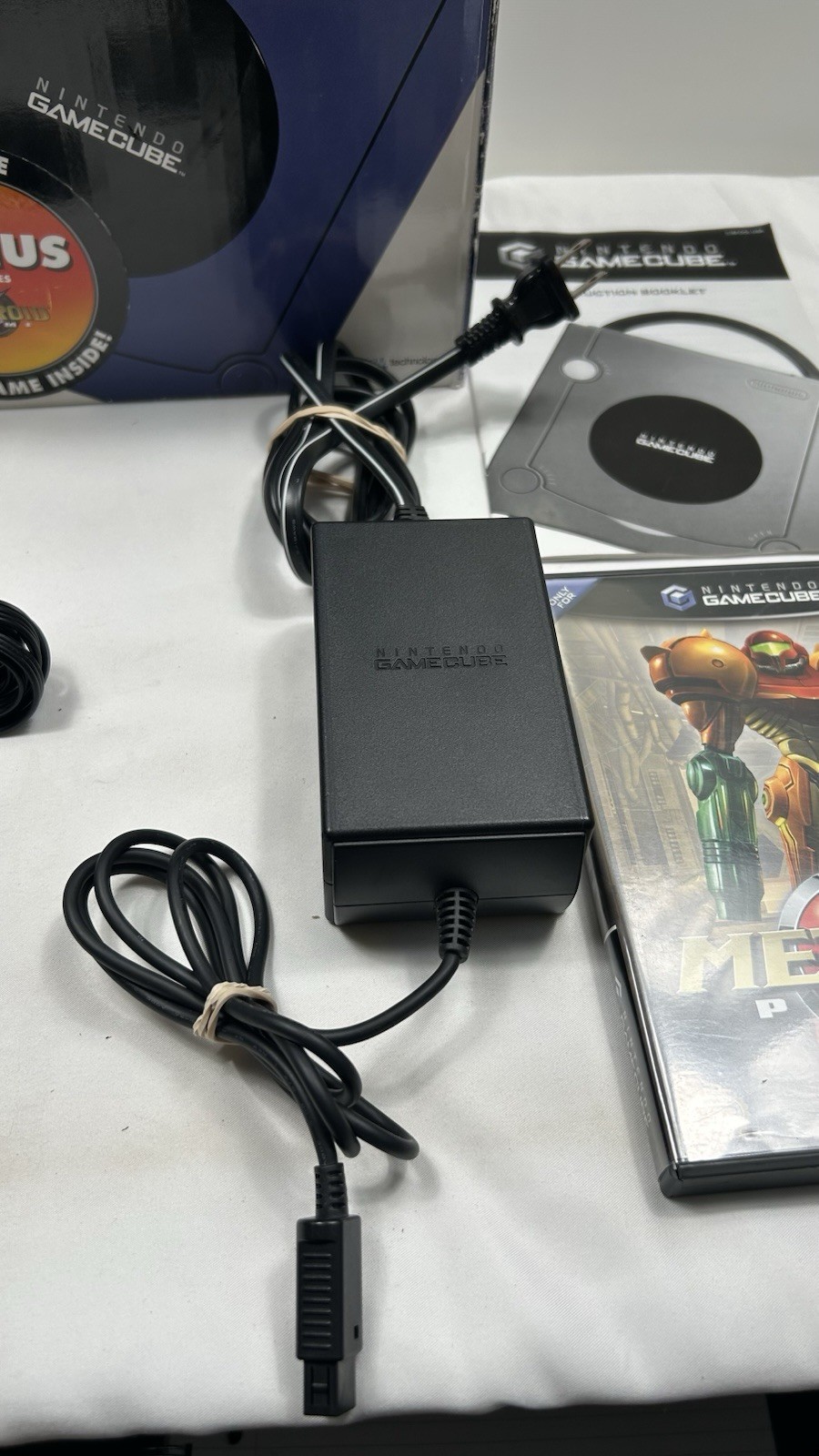 CIB Nintendo Gamecube Console Indigo DOL-001 Complete (read Dis) With Metroid Pr