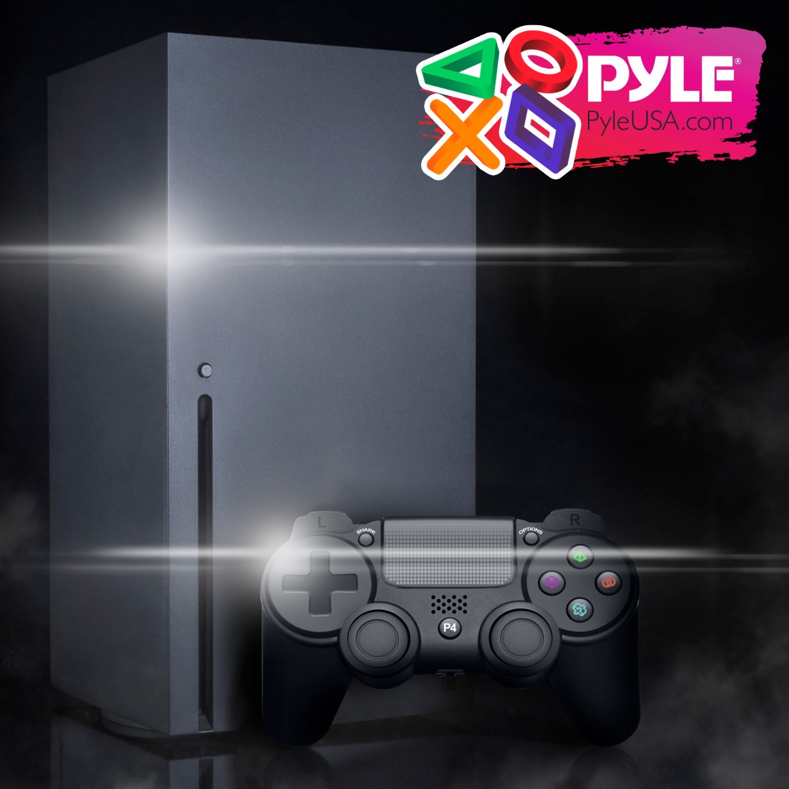 Pyle Game Console Handle Wireless Controller with LED Lights, Built-in Speaker