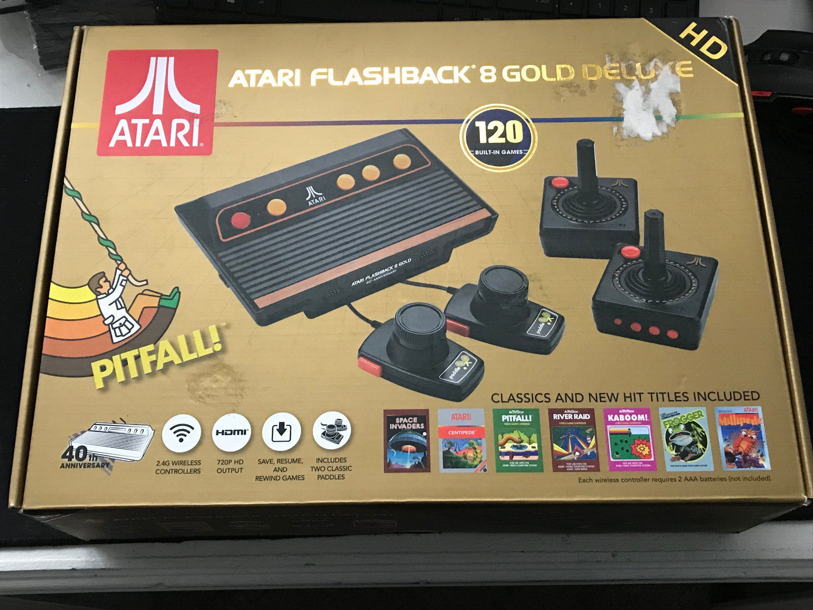 Atari Flashback 8 Gold Deluxe with 120 Games – Space Invaders Frogger Warlords +