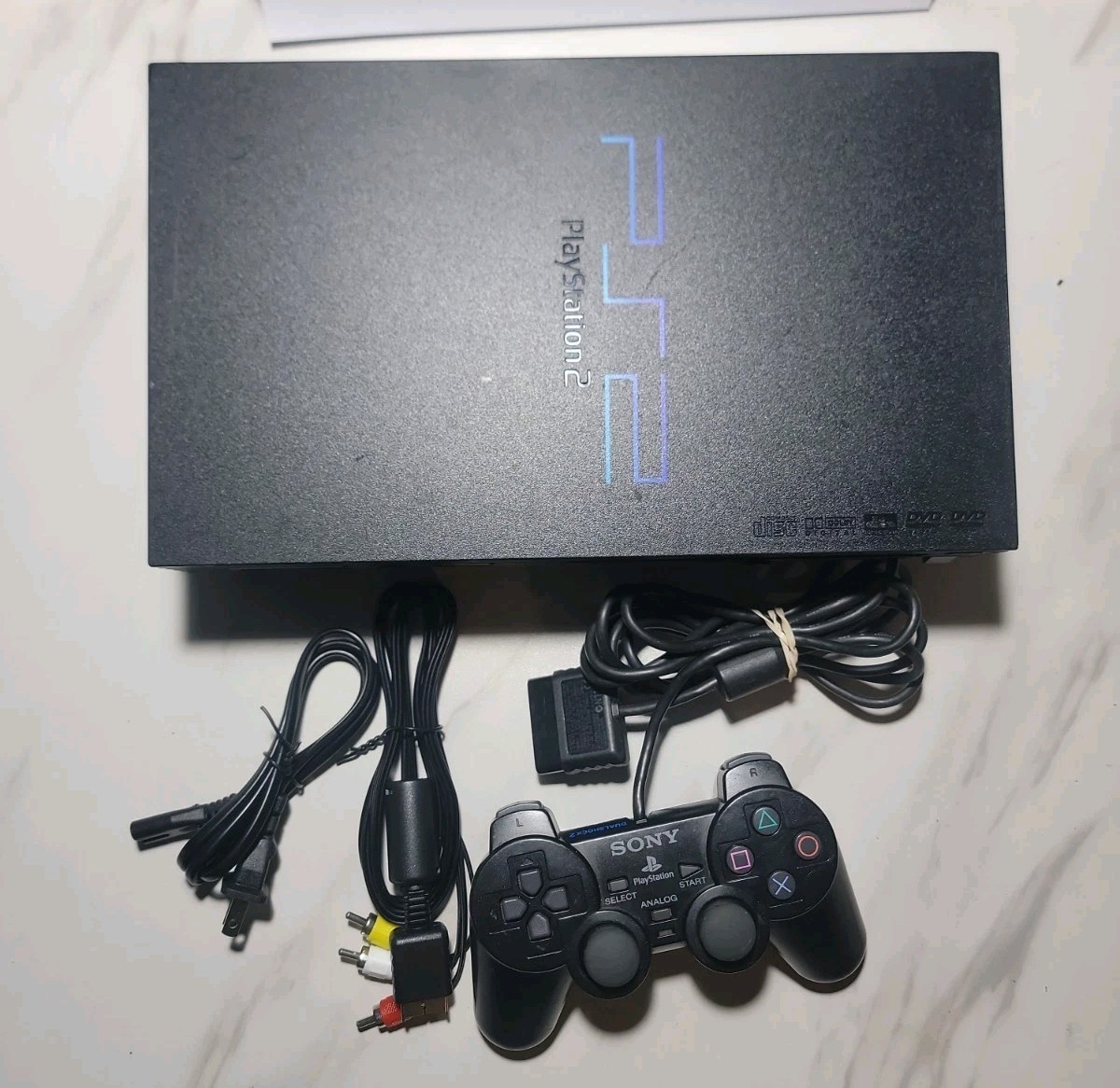 Sony PlayStation 2 PS2 Black Console with Controller and cords TESTED & WORKING