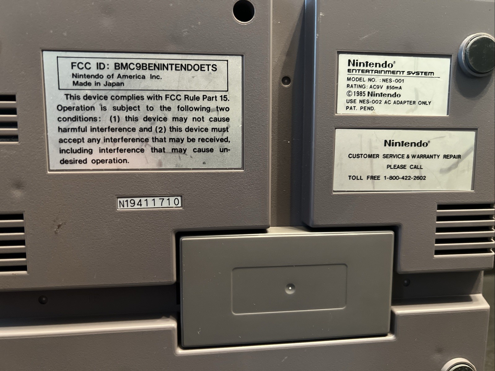 1985 Nintendo Entertainment System NES-001 — Not Tested AS IS