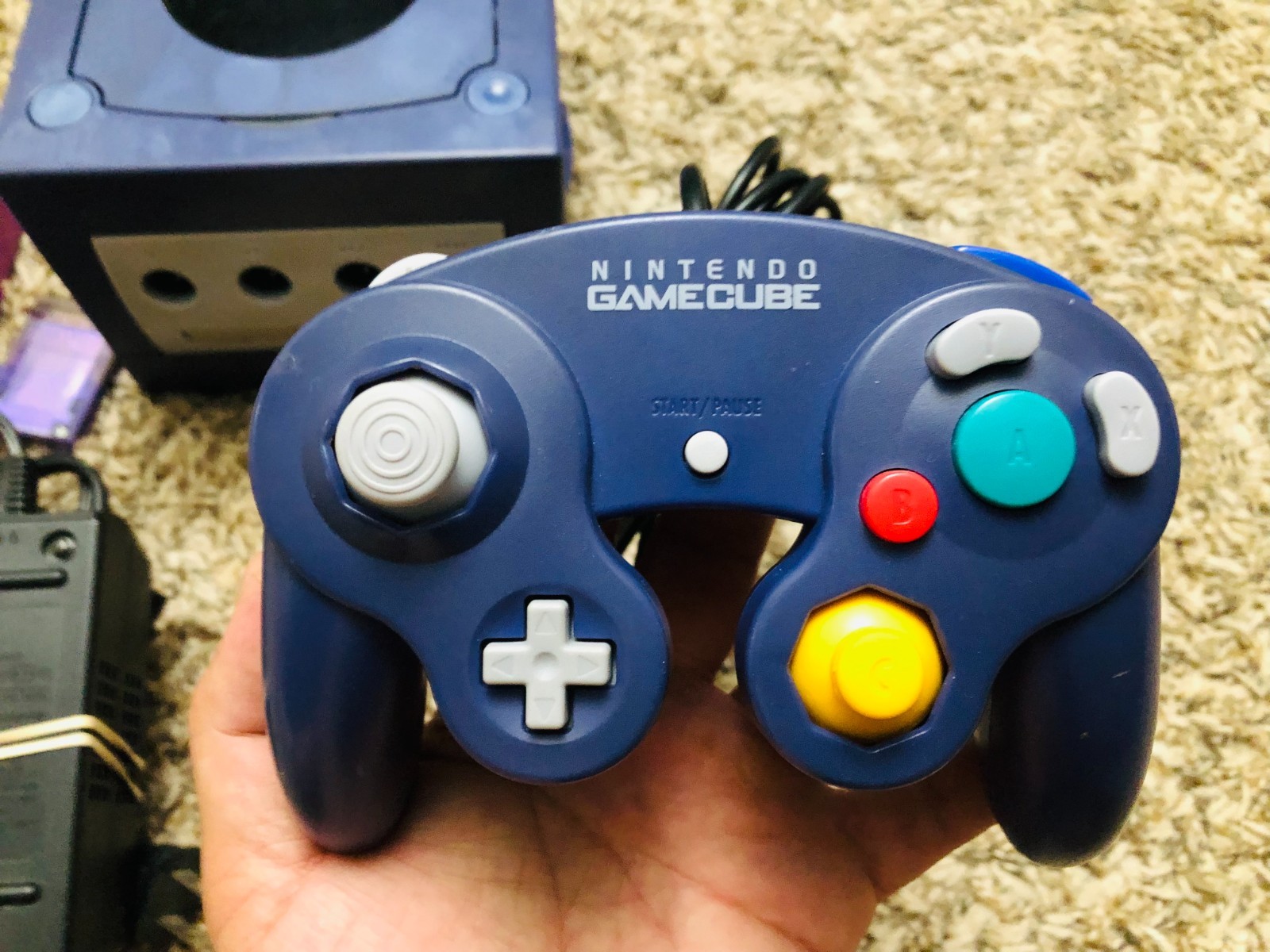Nintendo GameCube Purple Console DOL-001 / 1 Remote / Power Adapter/ Video Cable