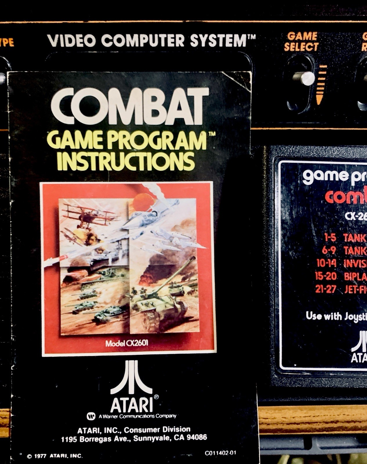 ATARI 2600 CX-2600A CONSOLE/2 JOYSTICKS + SET OF PADDLES TESTED & COMBAT 6/5 EXC