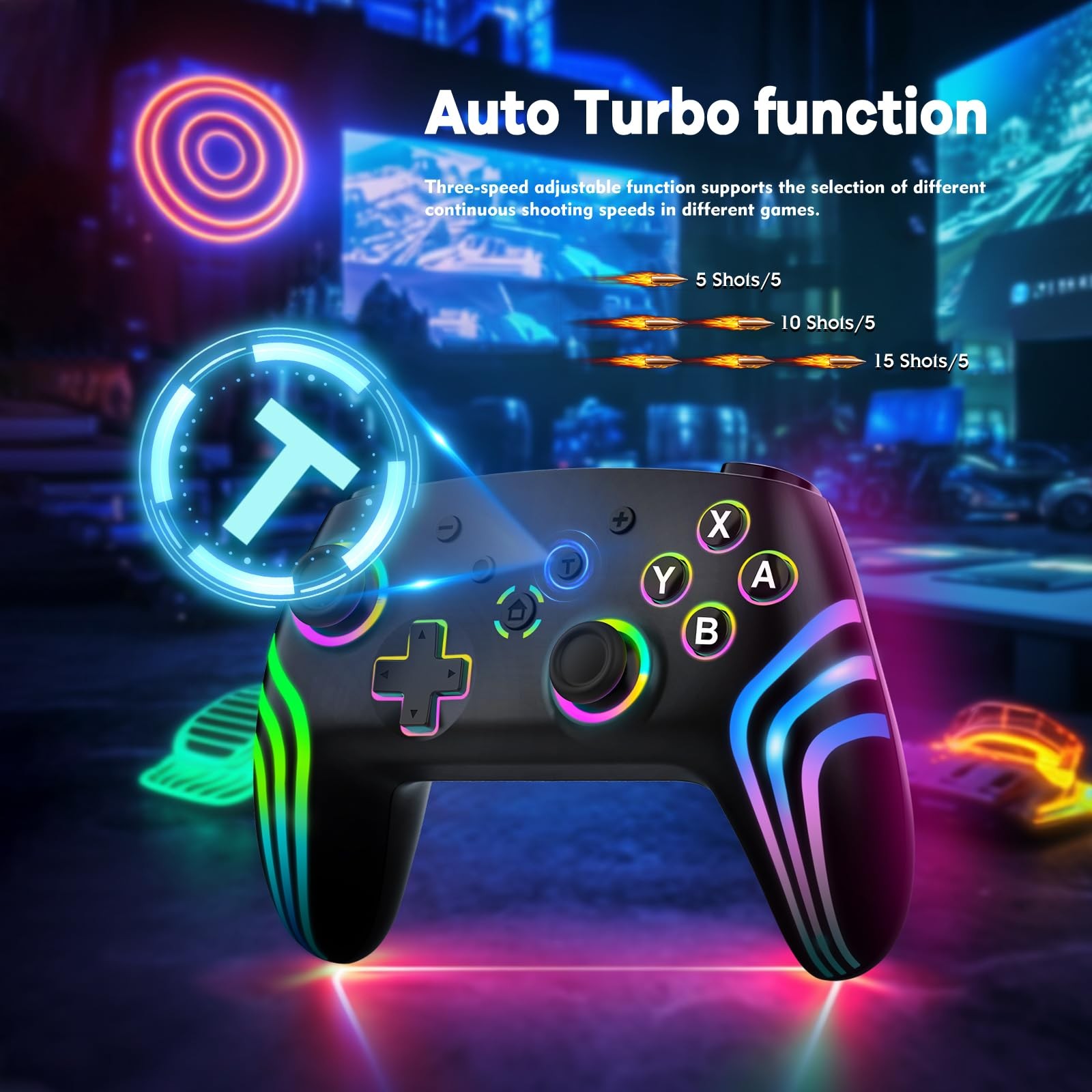 MYSTILUCK Wireless Pro Controller for Switch/Switch 2/Lite/OLED/PC, Black