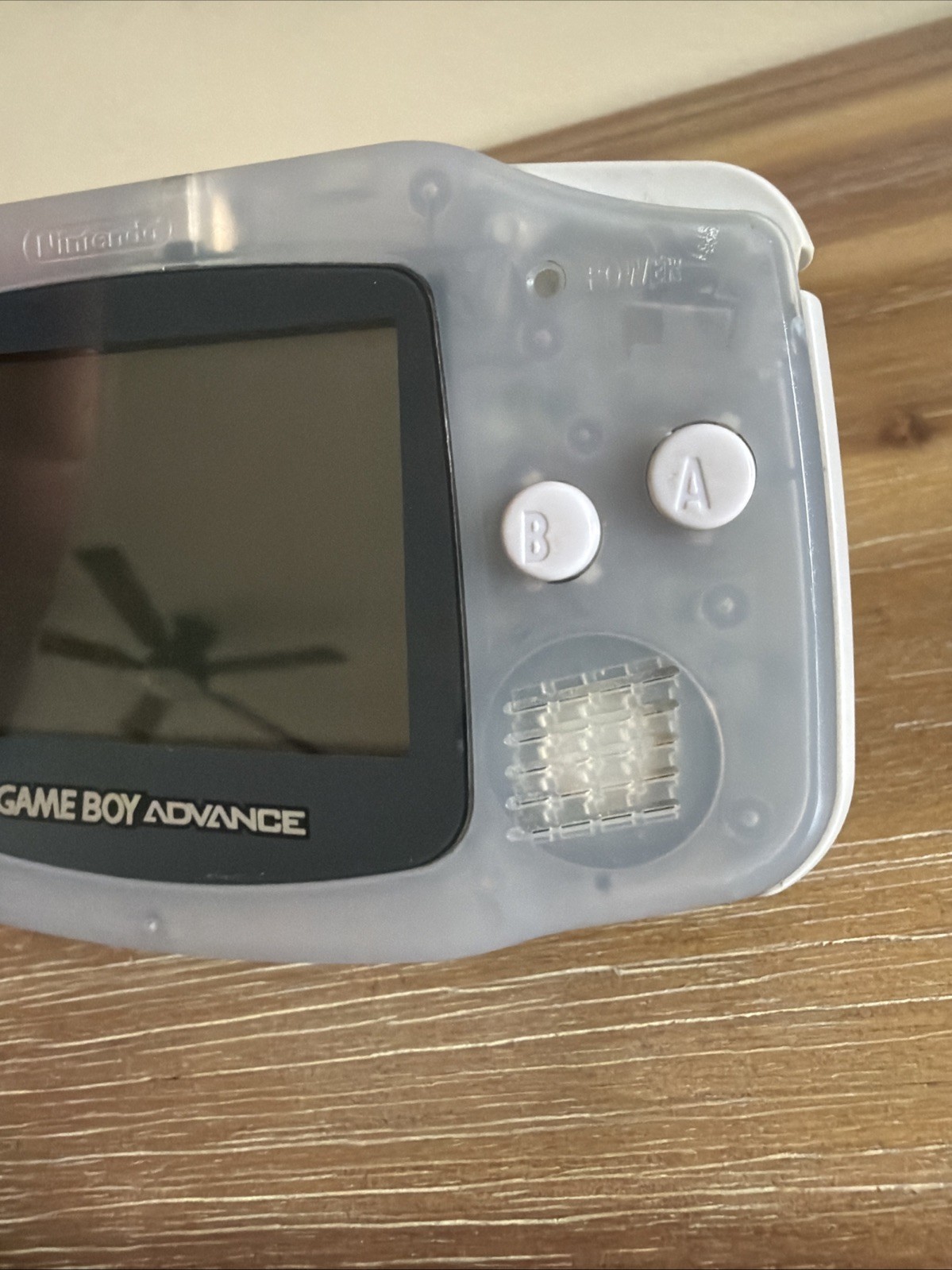 Working Nintendo Game Boy Advance Console in Clear Glacier with No Battery Cover