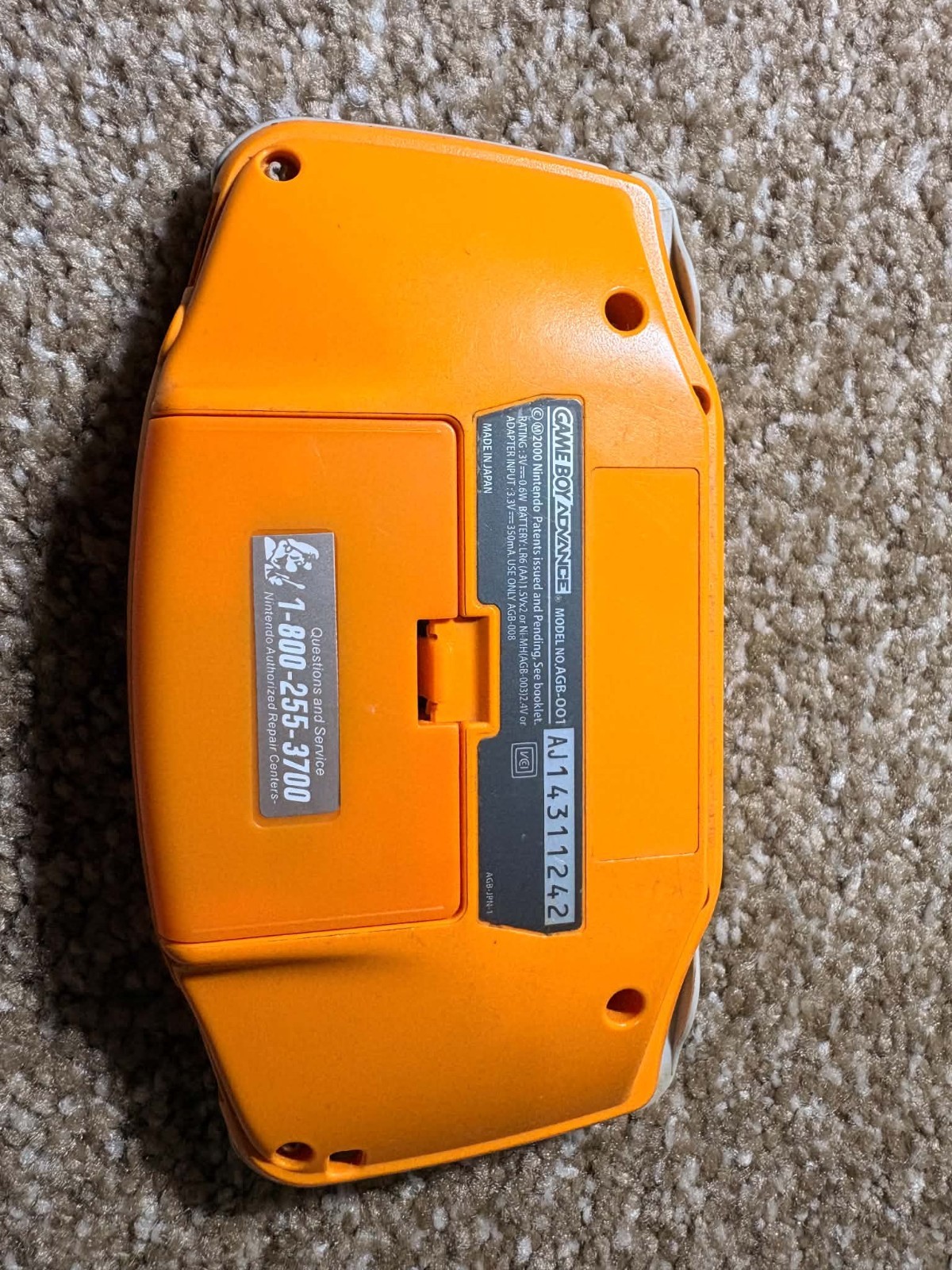 Nintendo Game Boy Advance GBA Spice Orange Japan Import Tested w/ Glass Screen