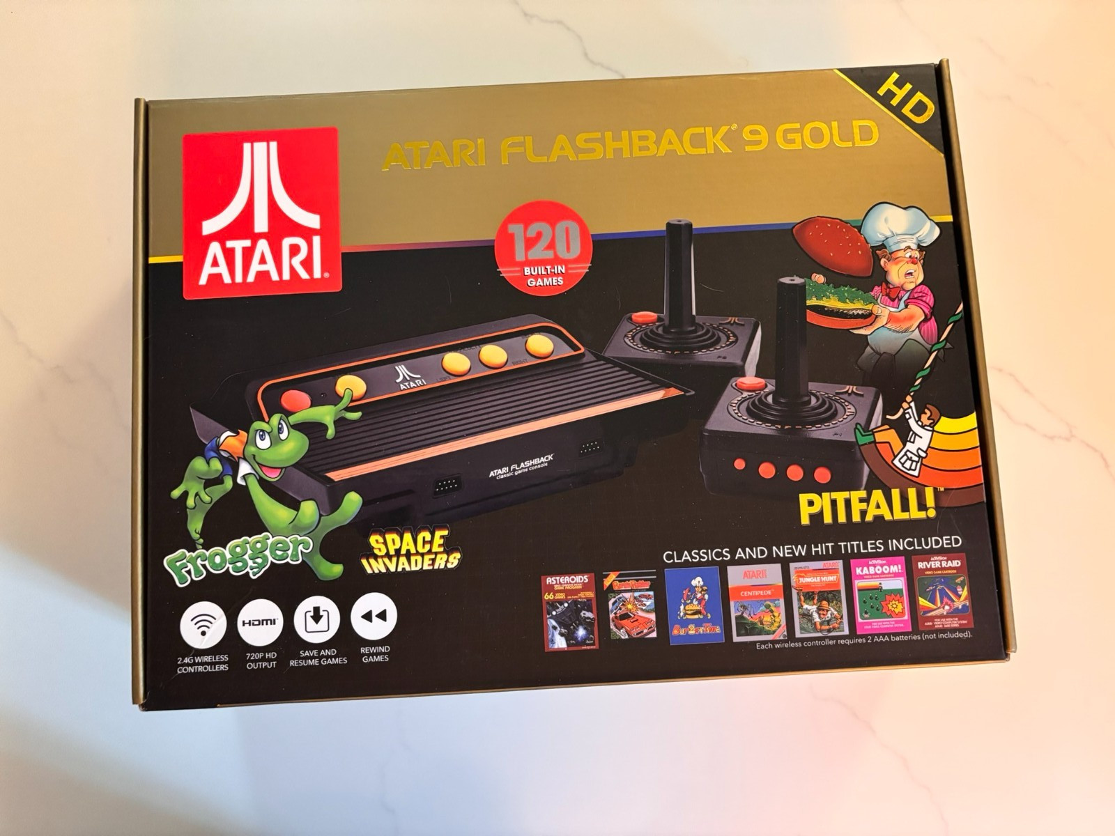 Atari Flashback 9 Gold HD Console 120 Built-in Games & Controllers -Preowned