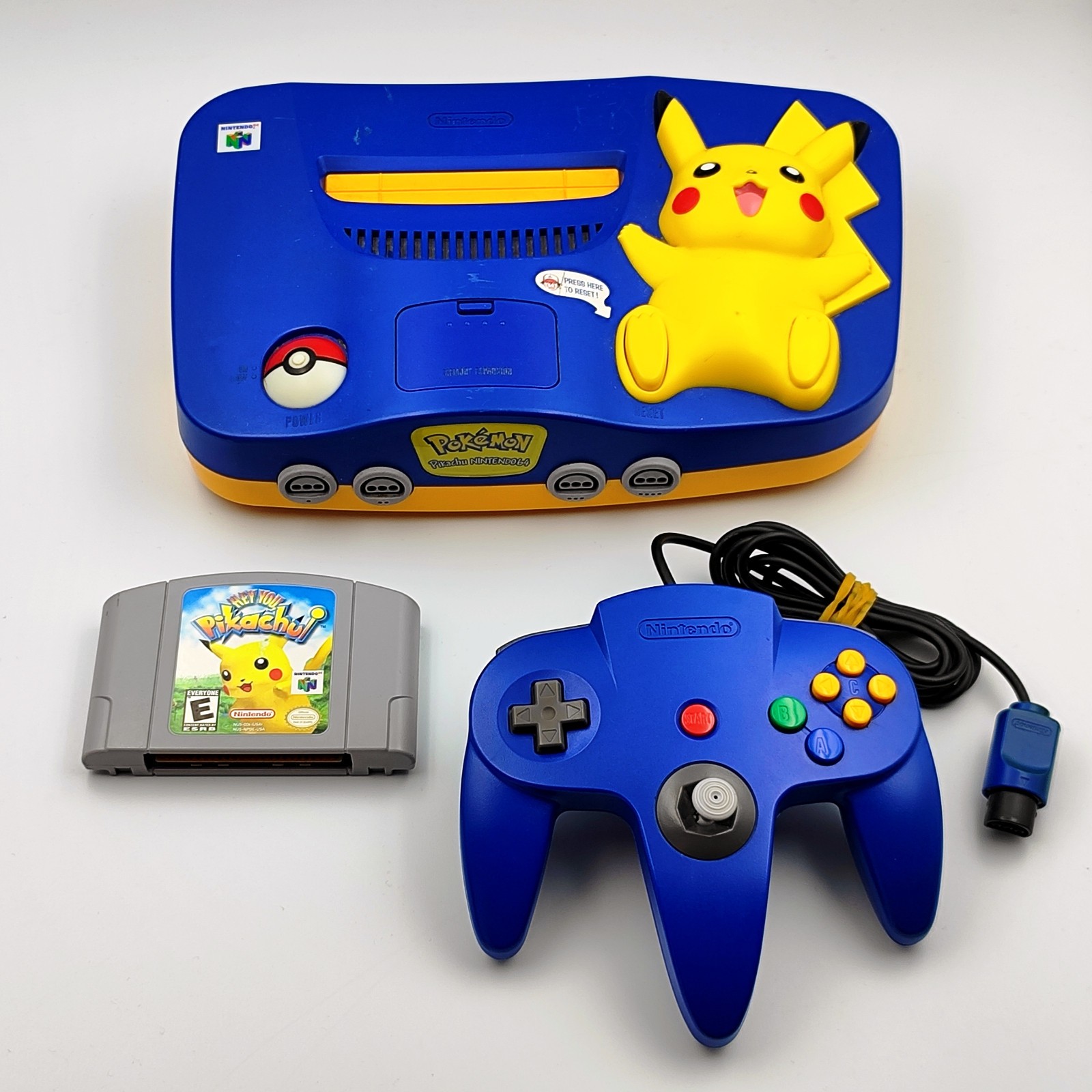 Nintendo 64 Pikachu Edition Console + Controller + Hey You Pikachu! NO PSU