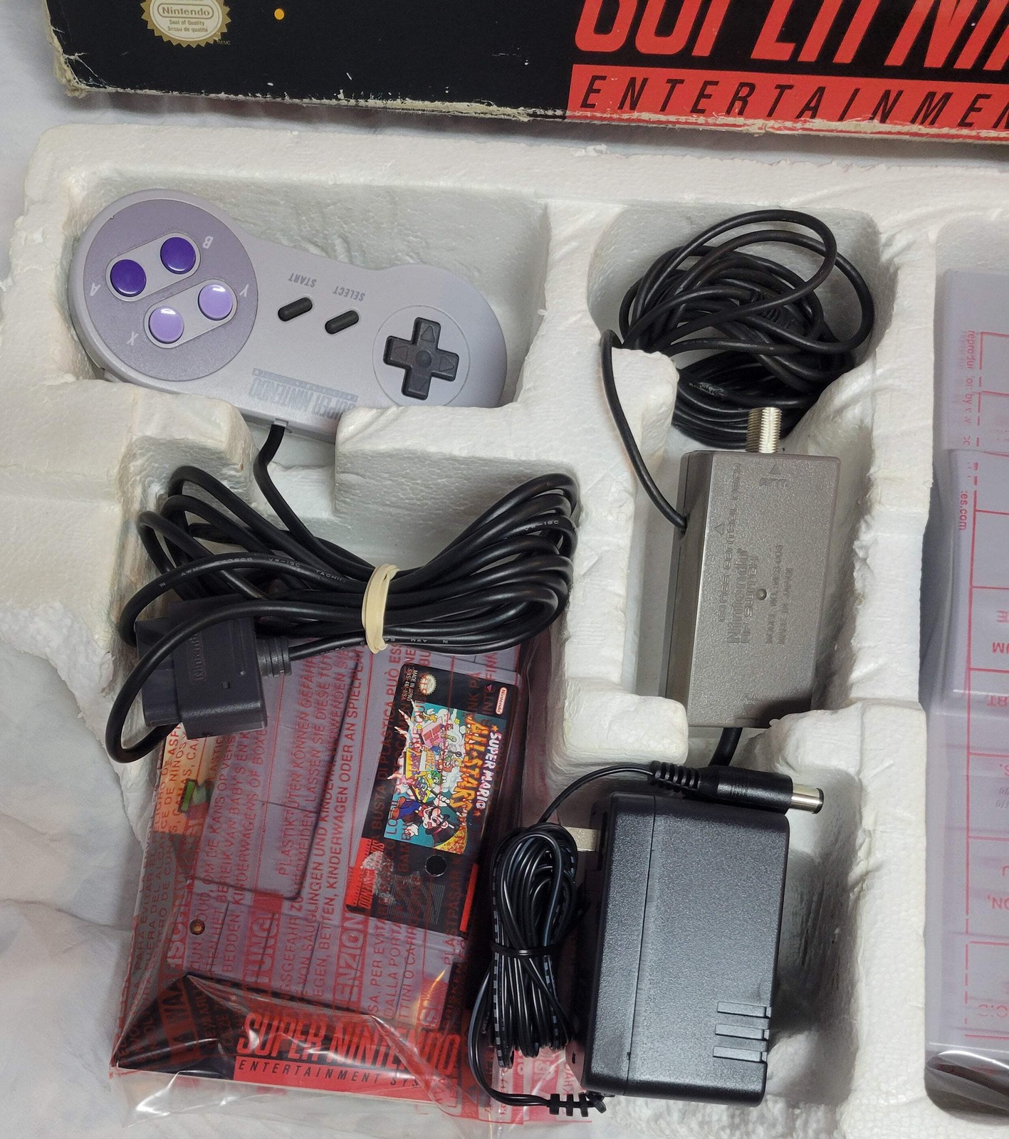 Super Nintendo ALL STARS EDITION Console – CIB FACTORY PLASTIC + 1 Controller