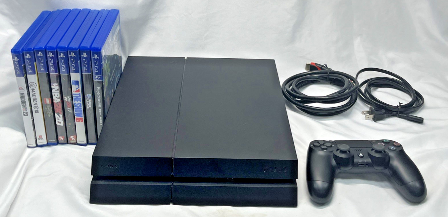 Sony PlayStation 4 500GB Console Bundle Black CUH-1215A 8 Games Controller PS4