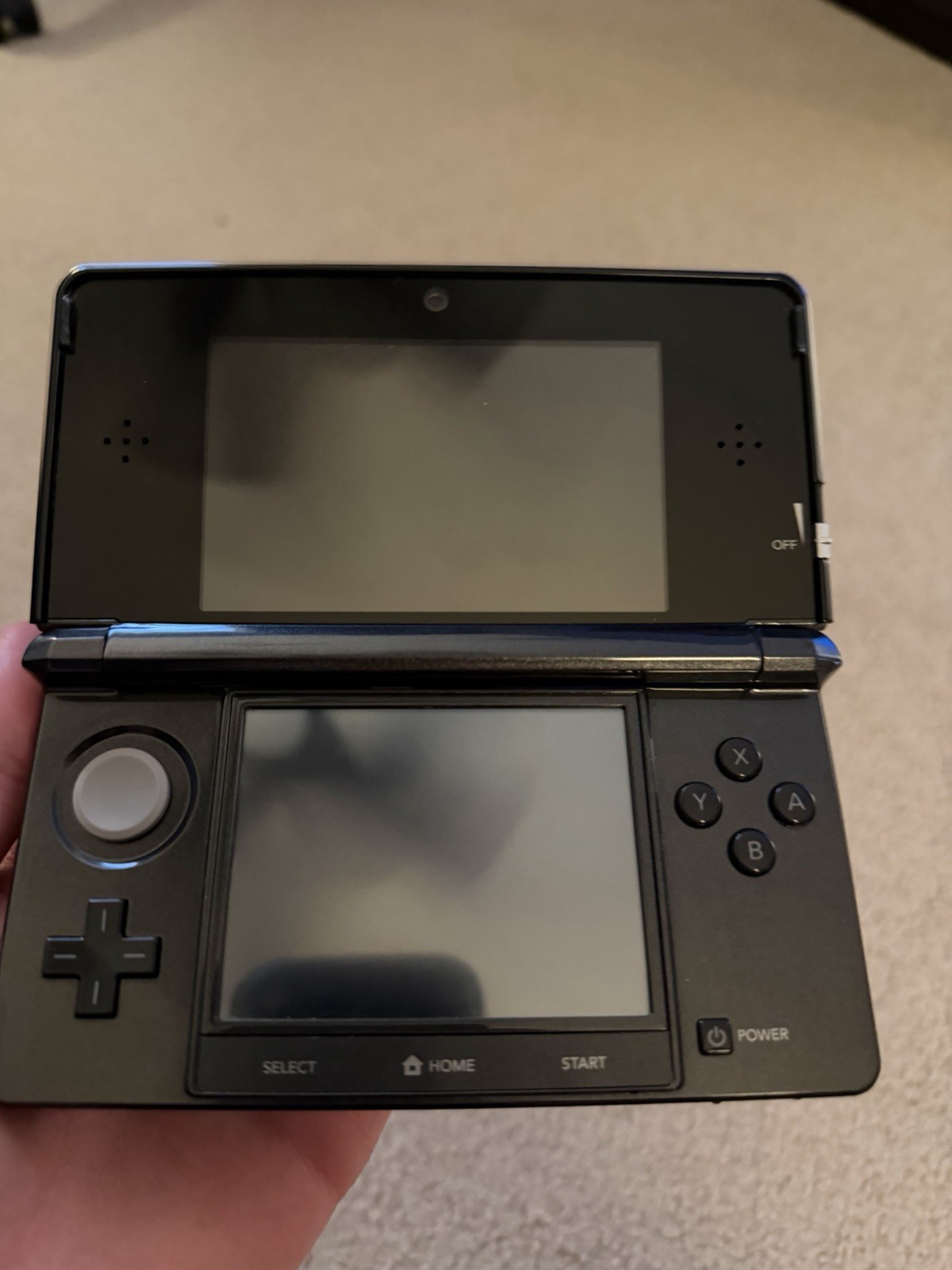 Nintendo 3DS Cosmo Black Handheld Console 128GB SD Card New Battery Working