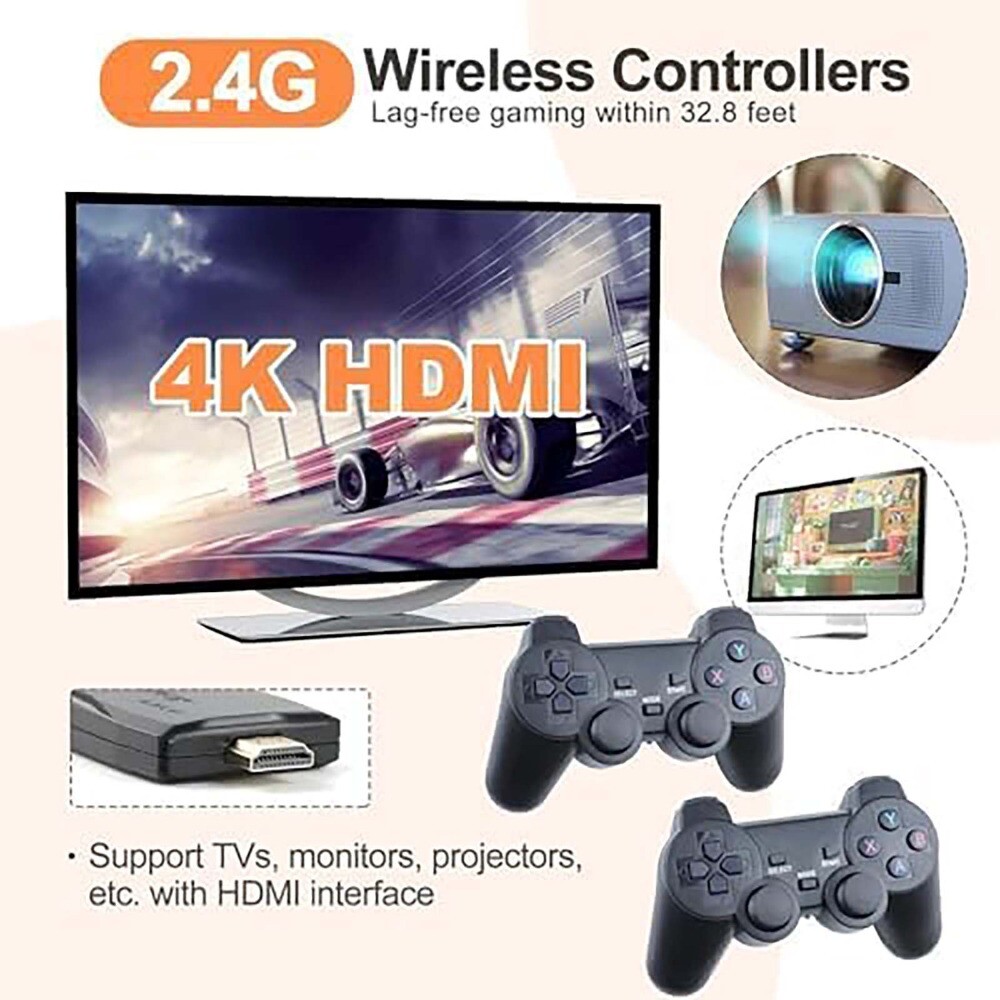 Portable Mini Plug & Play, With 2 Wireless Controllers And A 64G Micro SD Card,