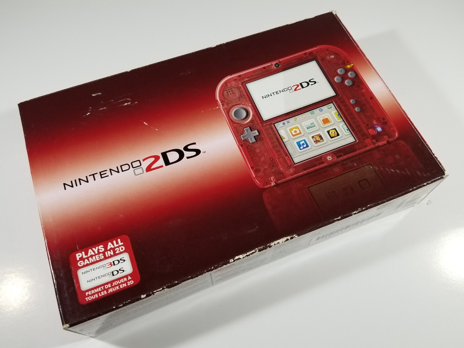 ¤ Empty Original Box Nintendo 2DS Crystal Red Handheld Console ¤ Manual Cards