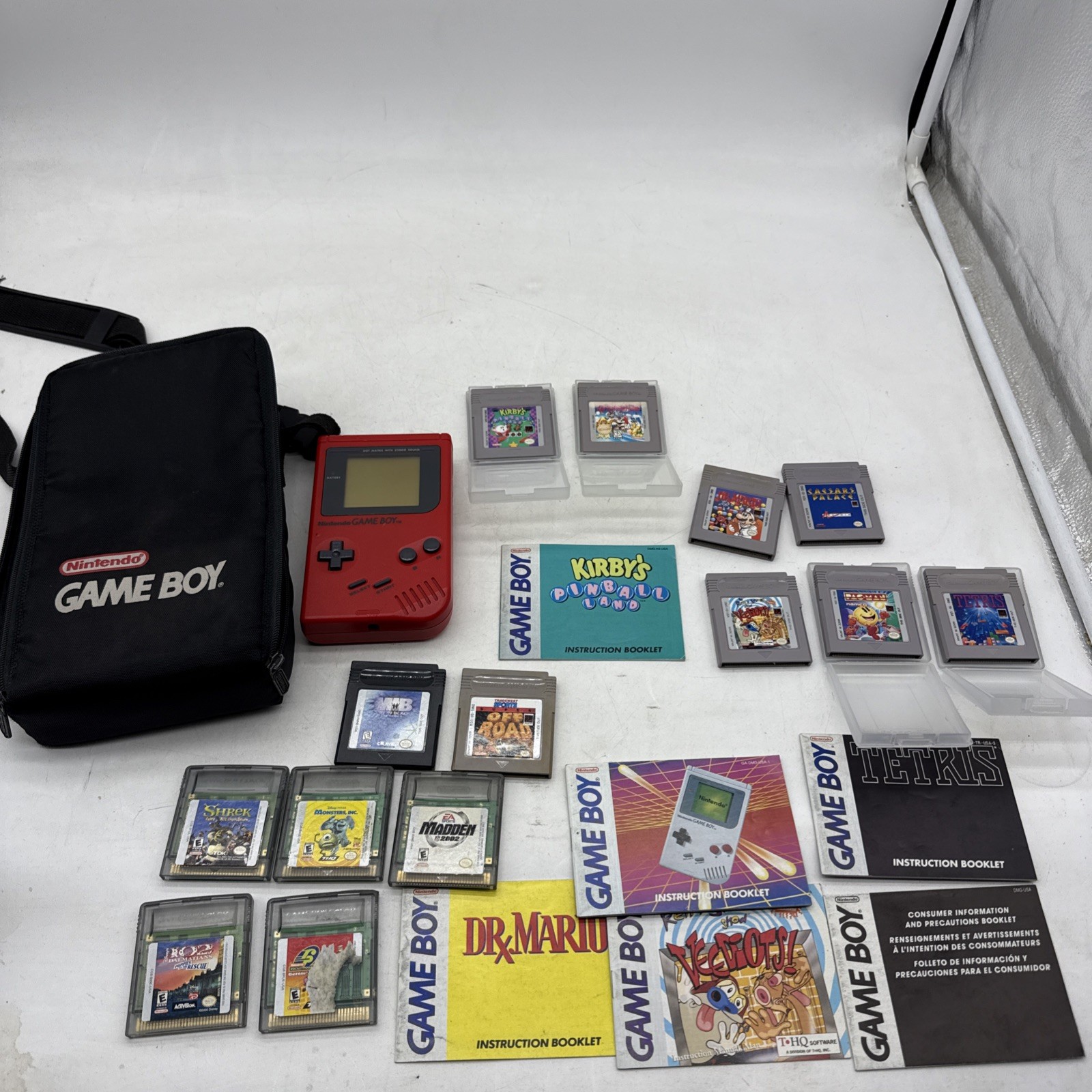 Lot Bundle Nintendo Game Boy Red Handheld System Original Mario Kirby Tetris +++