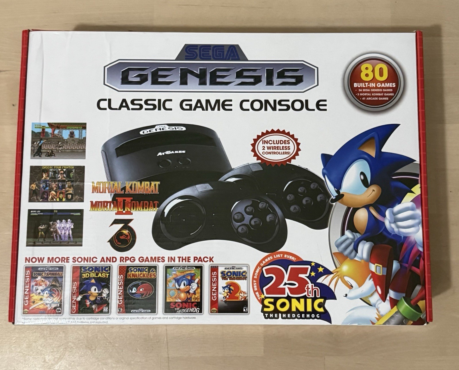 SEGA Genesis Classic Game Console 80 Built-In Games 2 Wireless Controllers NEW