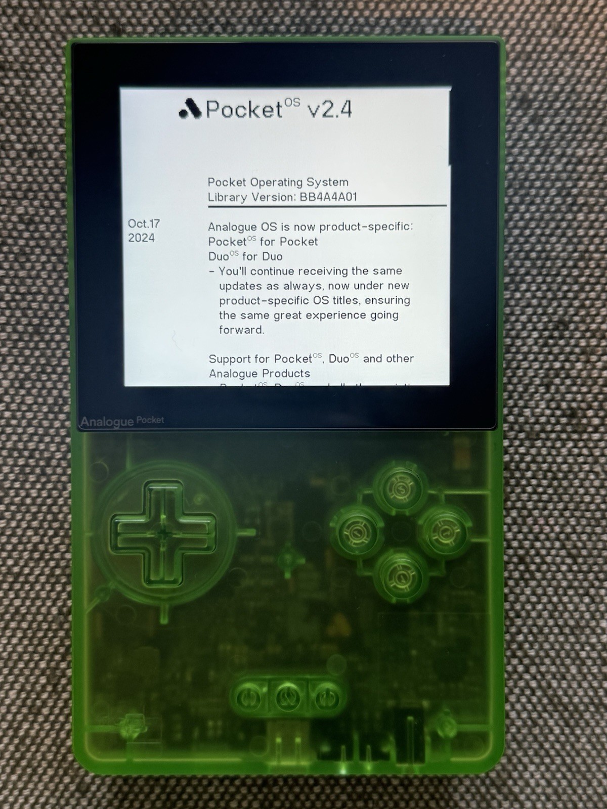 Analogue Pocket Transparent Green + Hard Shell Case in Original Boxes