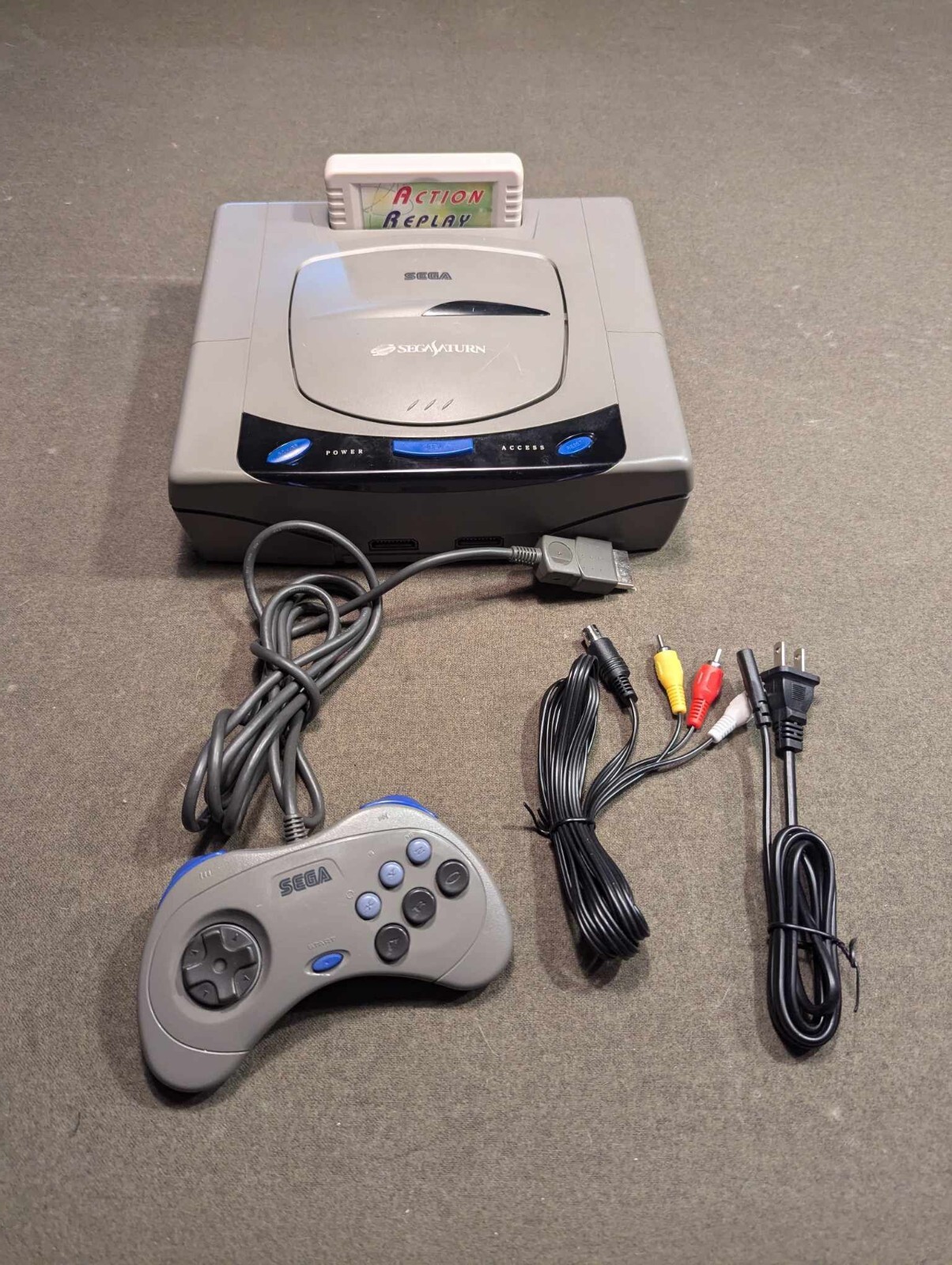 Sega Saturn Japan Console set for USA software Modded using Action replay cart