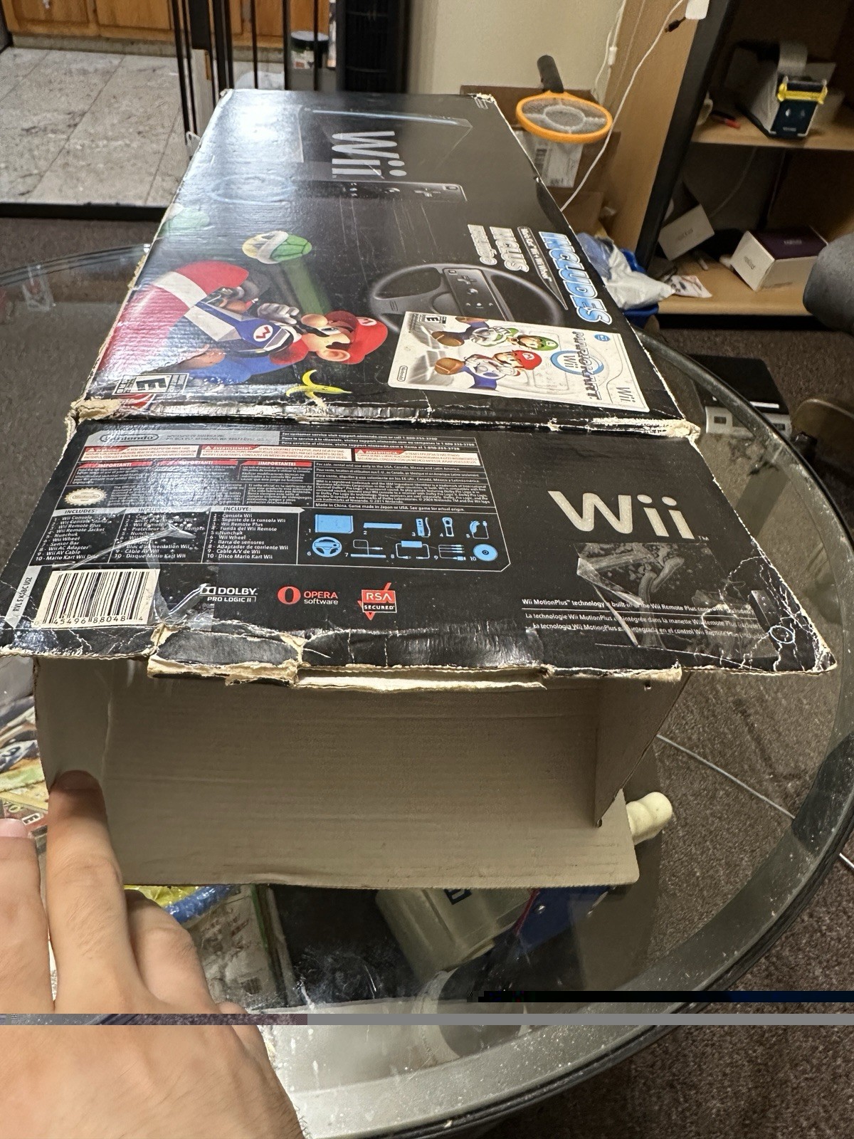 Nintendo Wii Mario Kart Racing Bundle Black Console Tested Please READ!