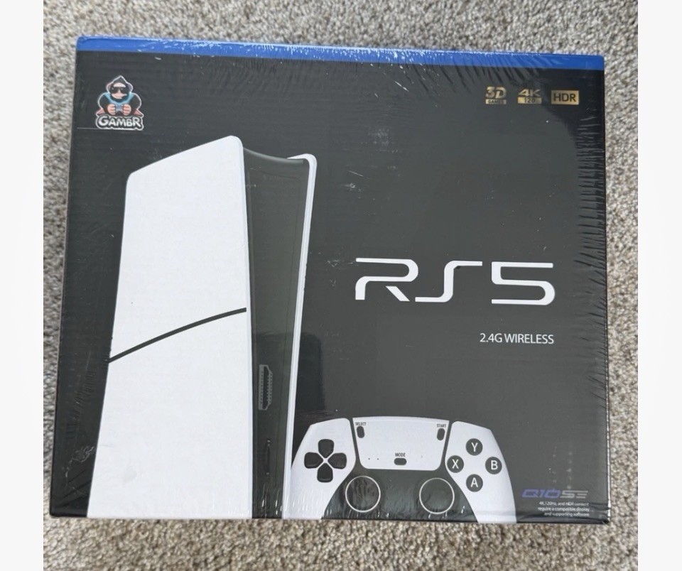 GAMBR RS5 2.4G Wireless Video Game Console 64GB 4K HDR HDMI White/Black SEALED