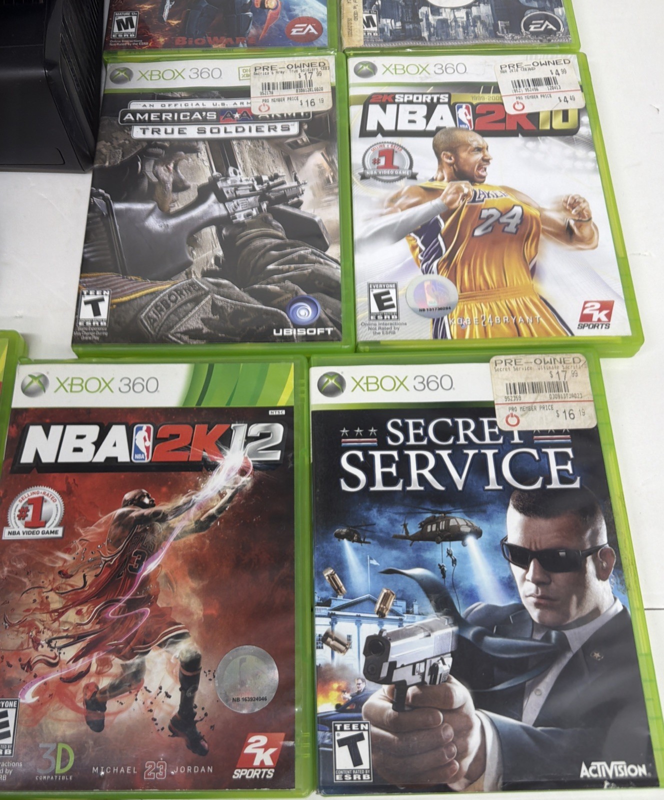 Microsoft Xbox 360 S Console Bundle Lot 1 Controller, 9 Games Headset,cords