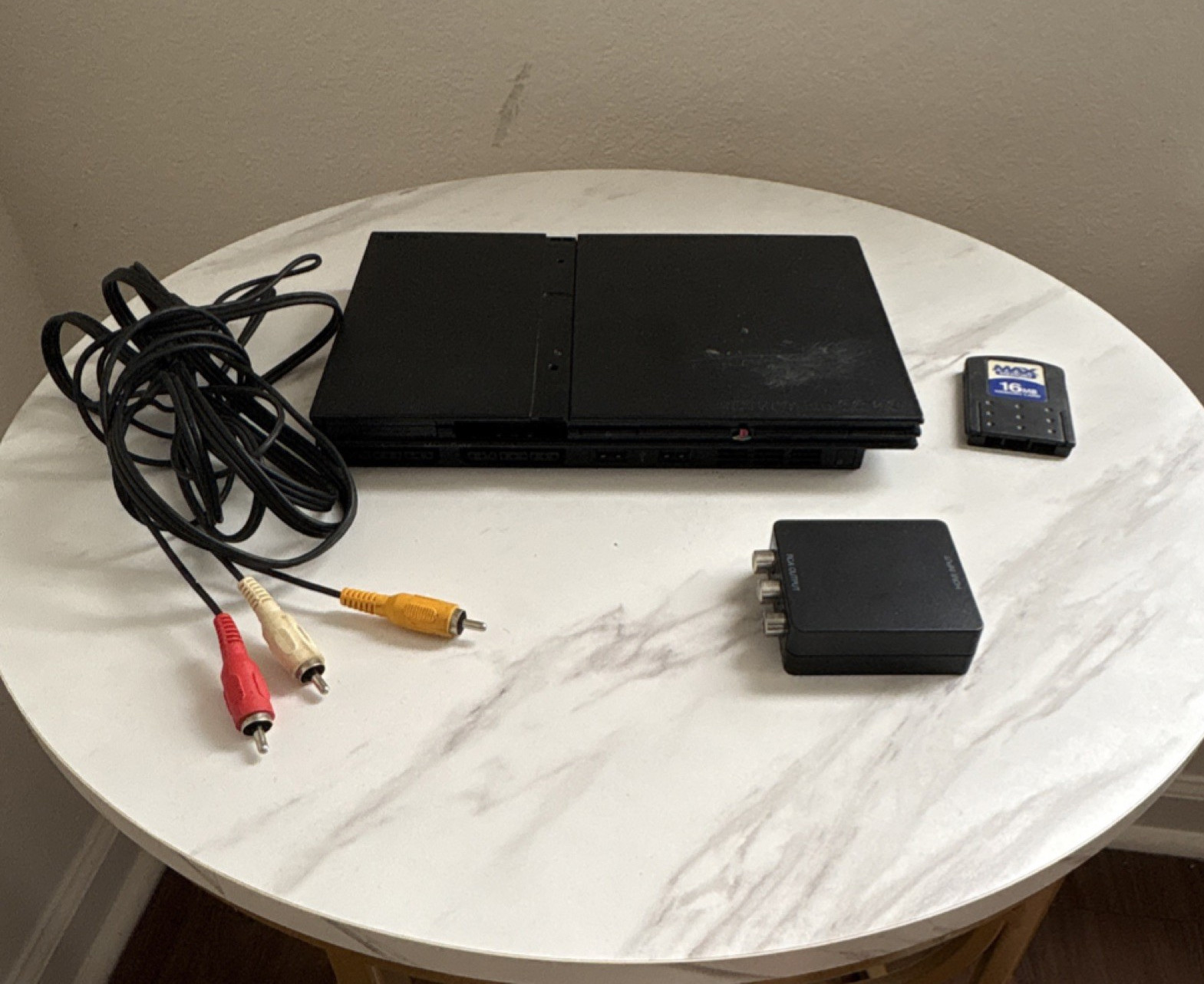 Sony PlayStation 2 SCPH-75001 Black NTSC Console w/ AV Cable, 16MB Card, READ
