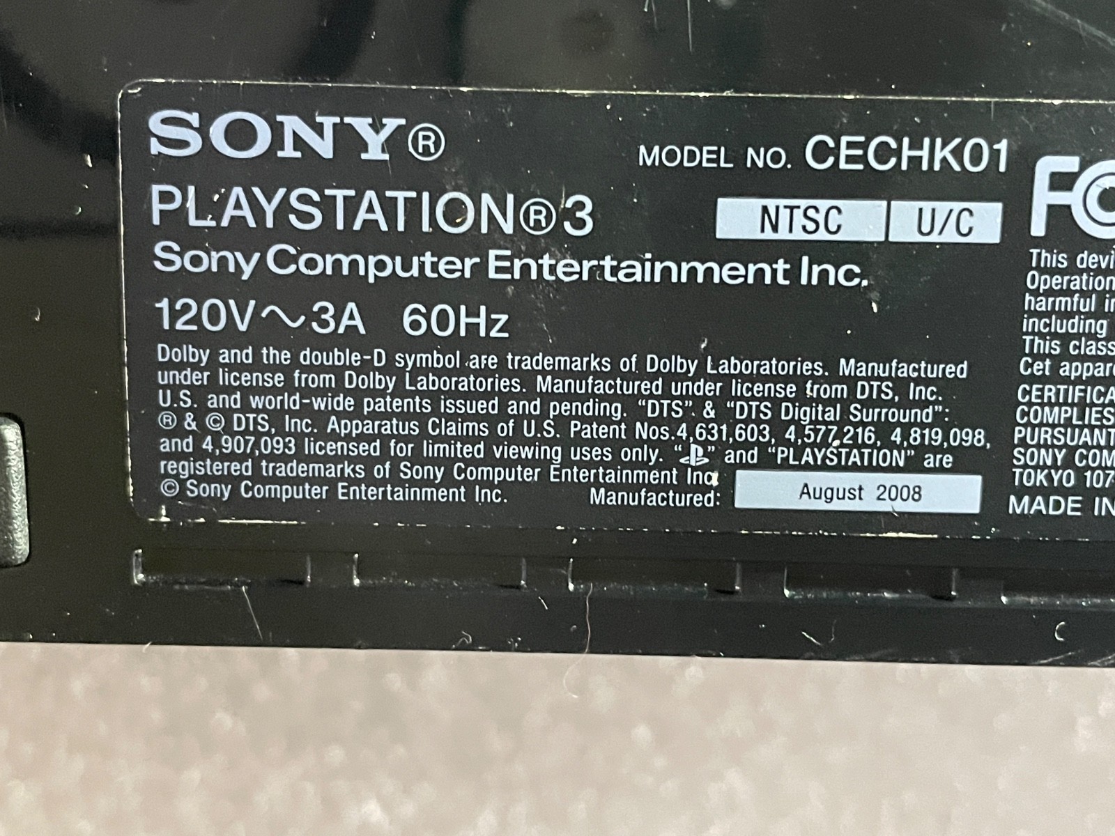 PlayStation 3 PS3 CECHK01 Backwards Compatible Console