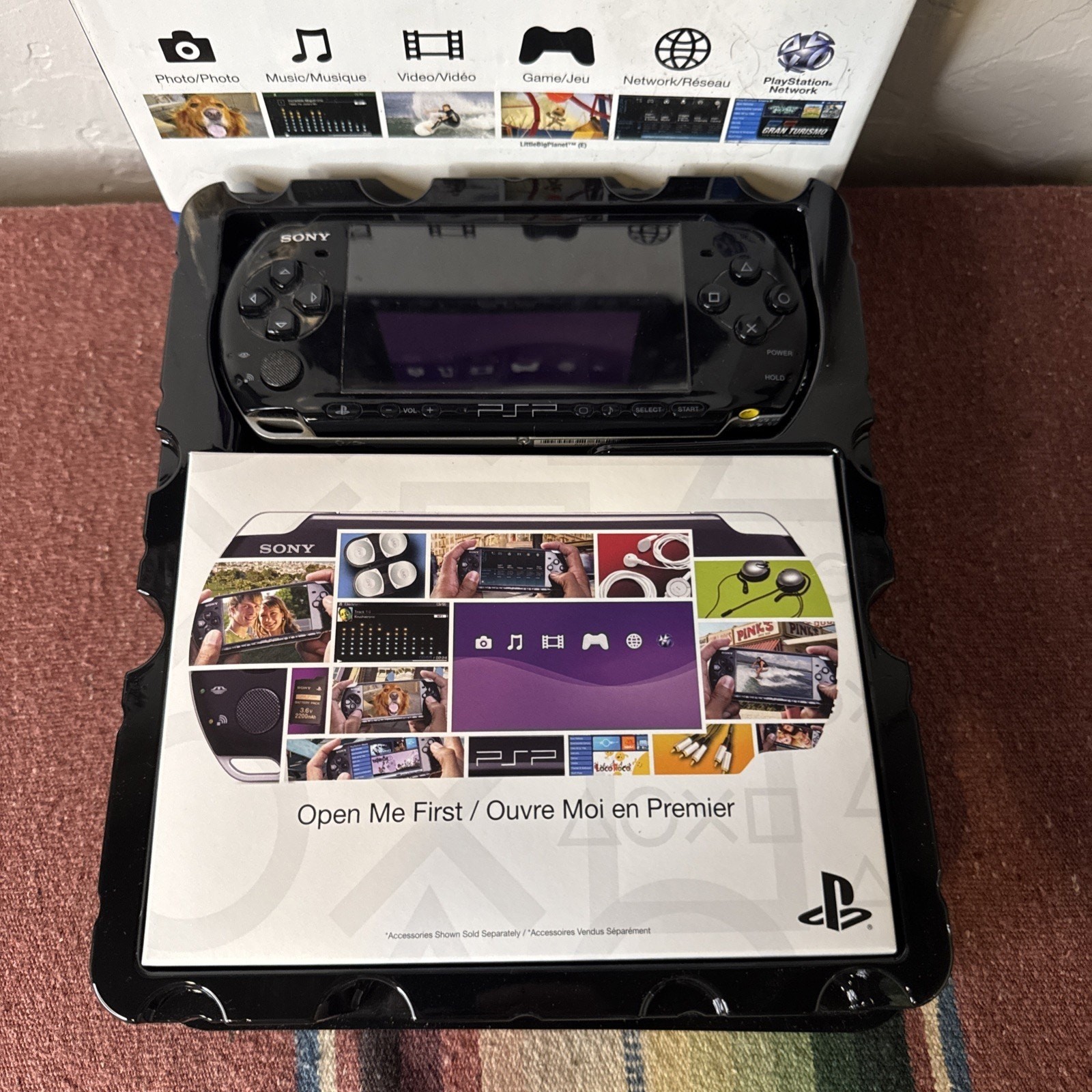 Sony PSP-3000 Launch Edition 64MB Black W/box Tested (No Battery Or Charger)