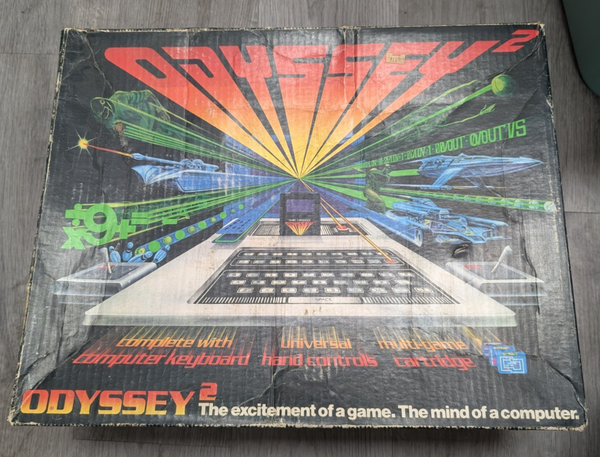 Odyssey 2 Computer Gaming System With Cords And Box + 3 CIB Games UNTESTED