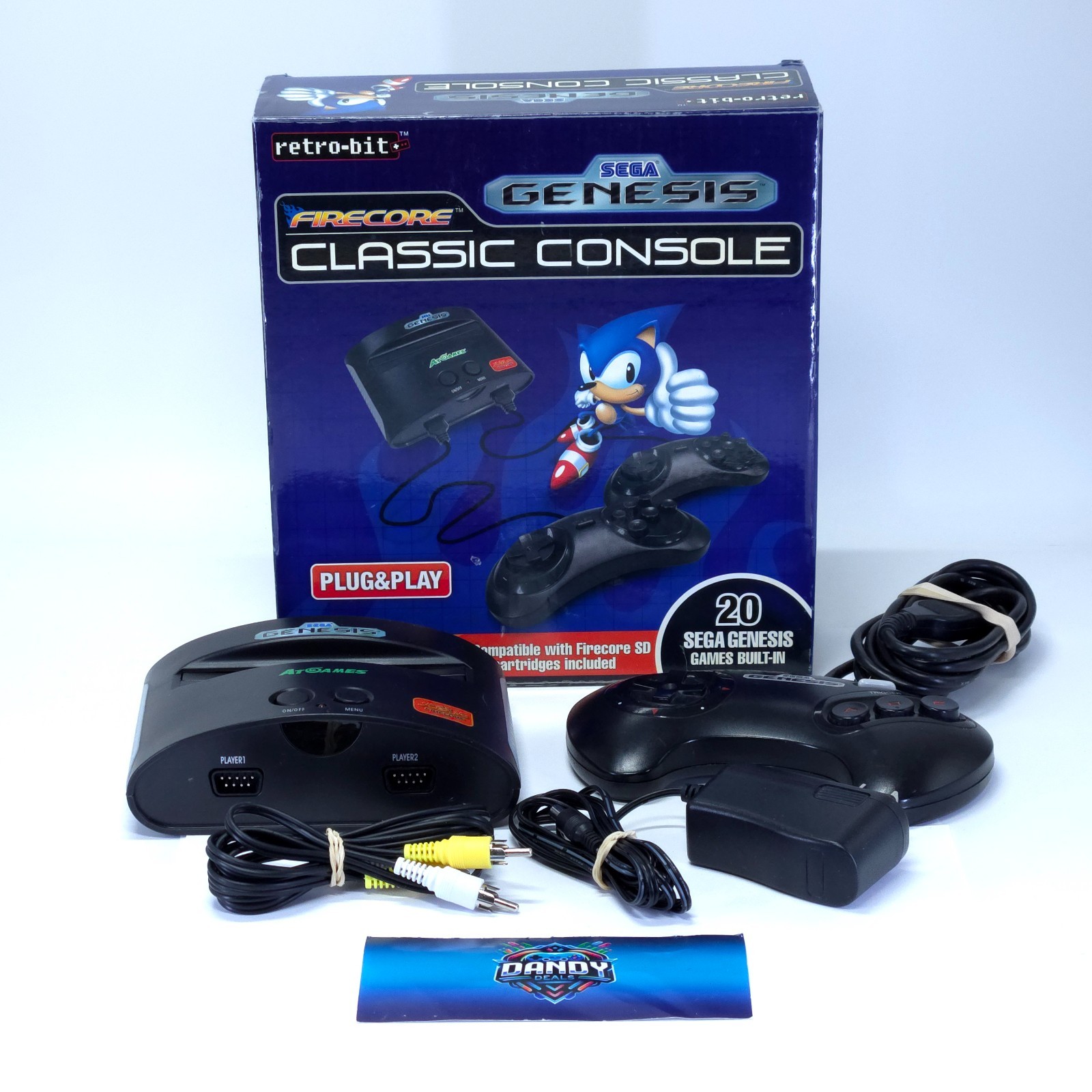 Sega Genesis Classic Console AtGames Mini 20 Built-in Games W/ Box + Controller