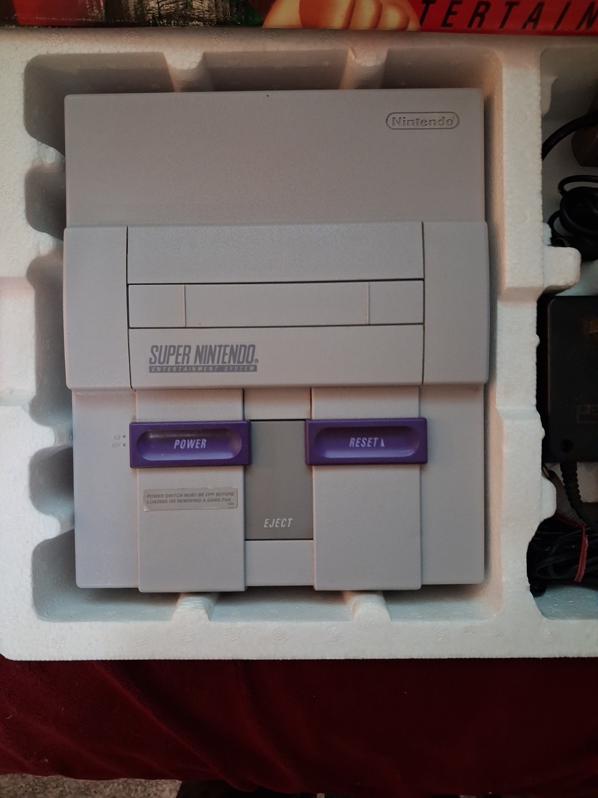 Nintendo SNES Super Nintendo Console Bundle w/ Box Manual 2 Controllers Adapter