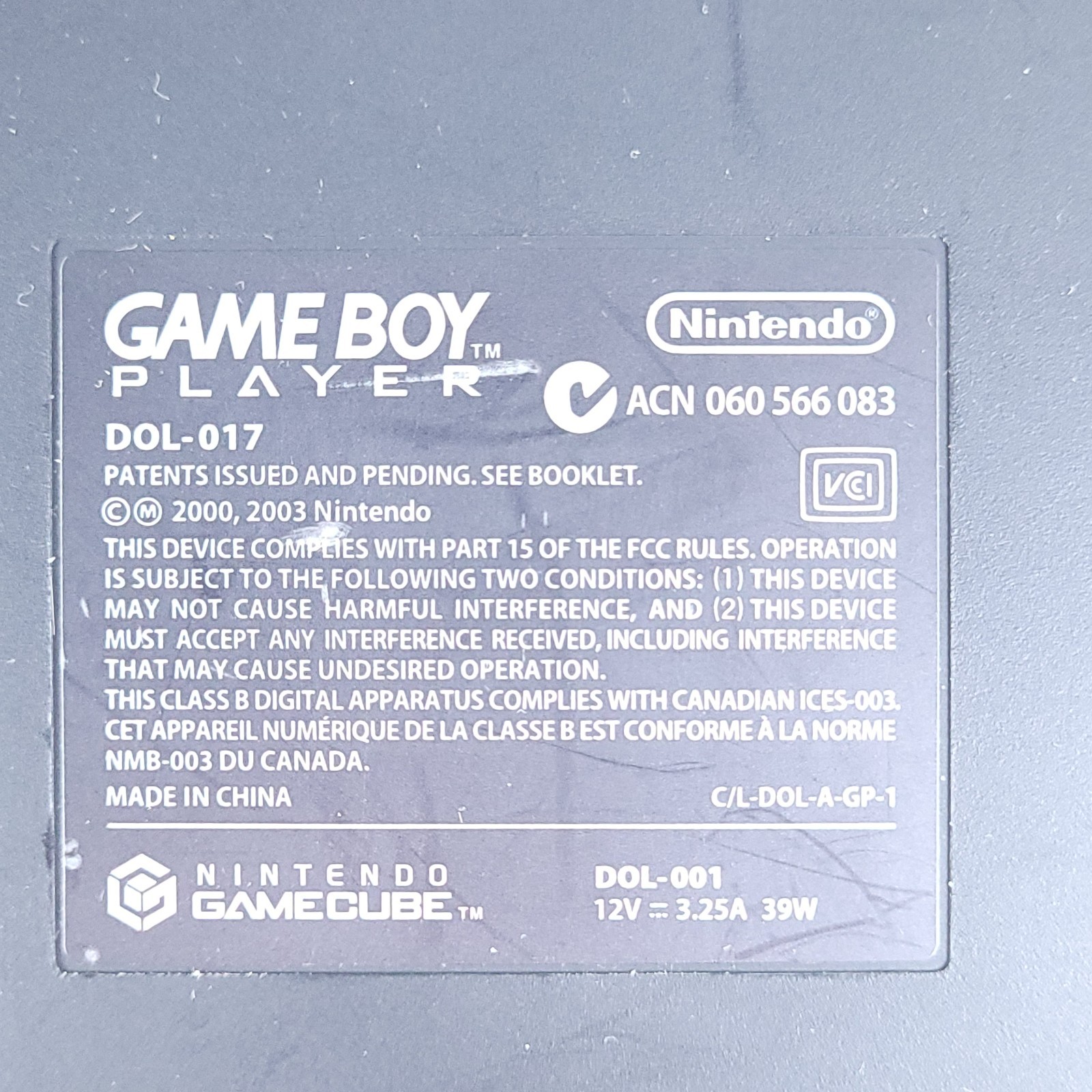 Nintendo GameCube Gameboy Player Adapter Only DOL-017 Black Untested