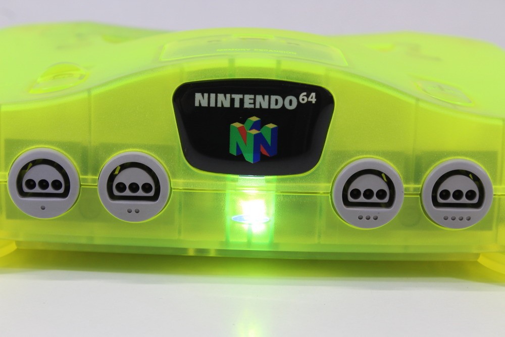 Nintendo 64 Clear Extreme Green Console New Shell N64 Controller x2 AC AV Bundle
