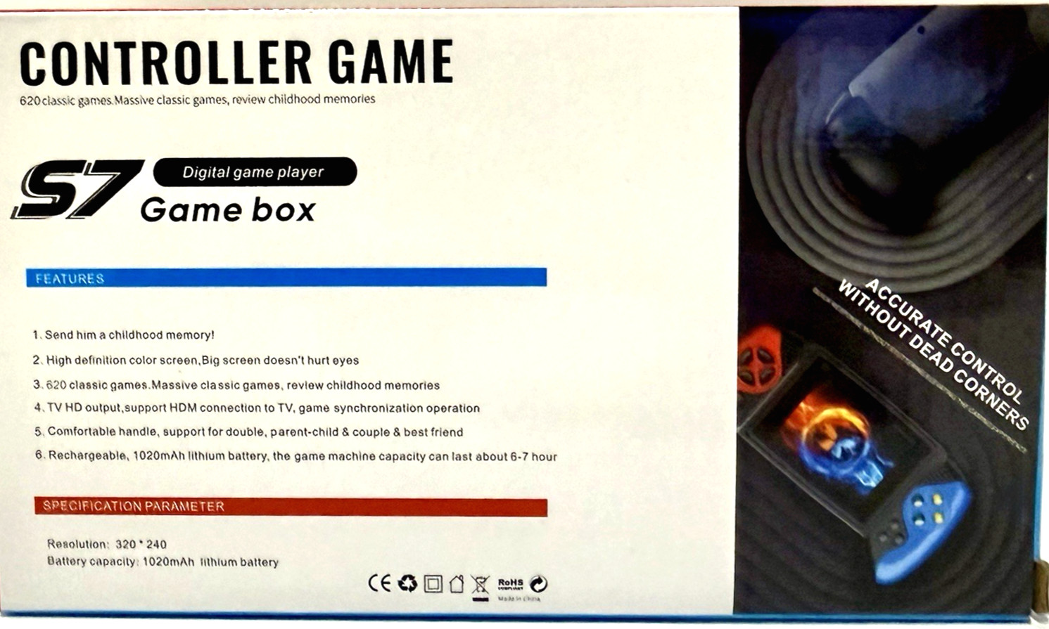 S7 Game Box Handheld Console with Built-In Games 620 Games total