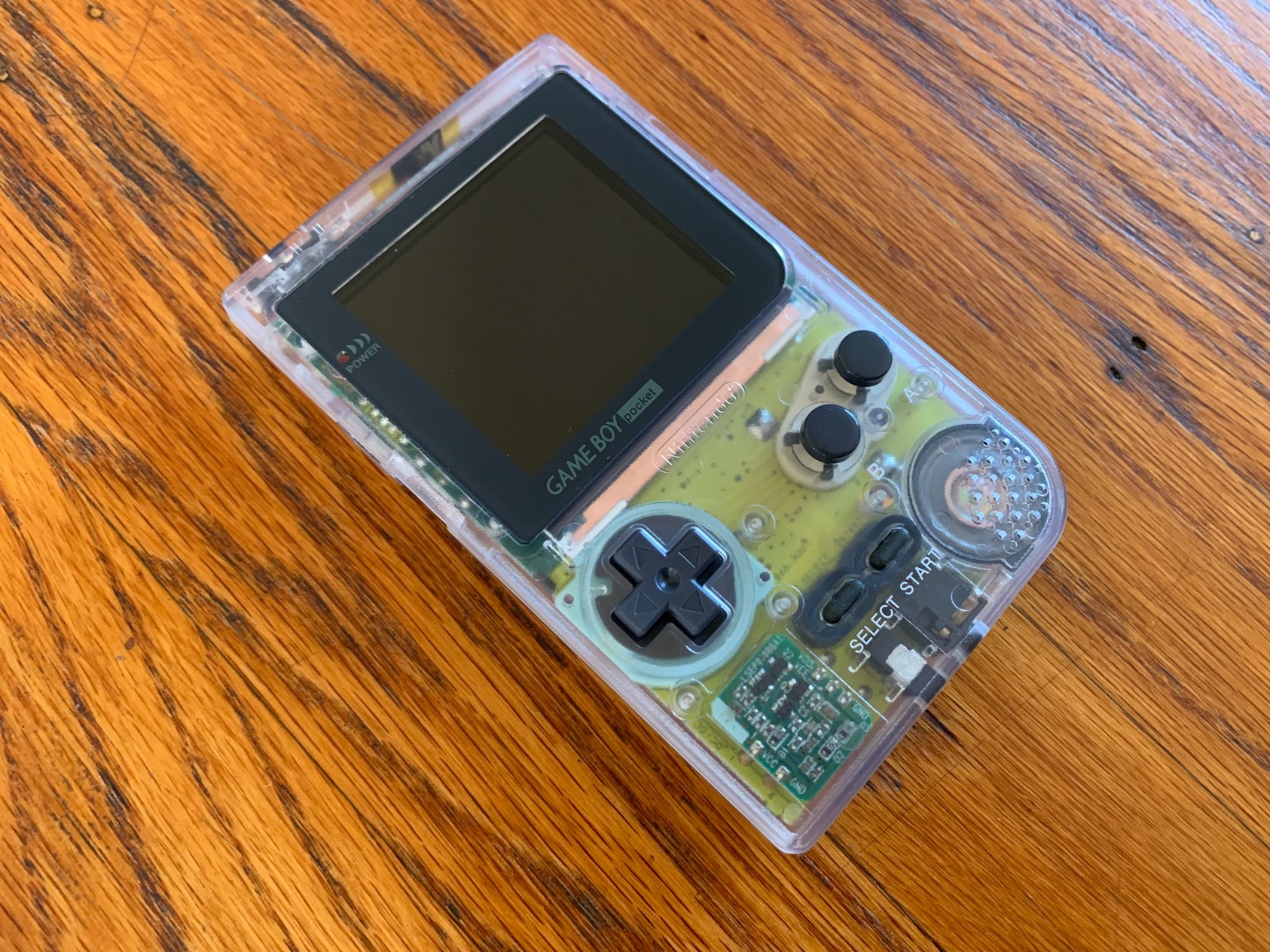 Nintendo Game Boy Pocket clear console system OSD IPS backlit screen yellow pcb