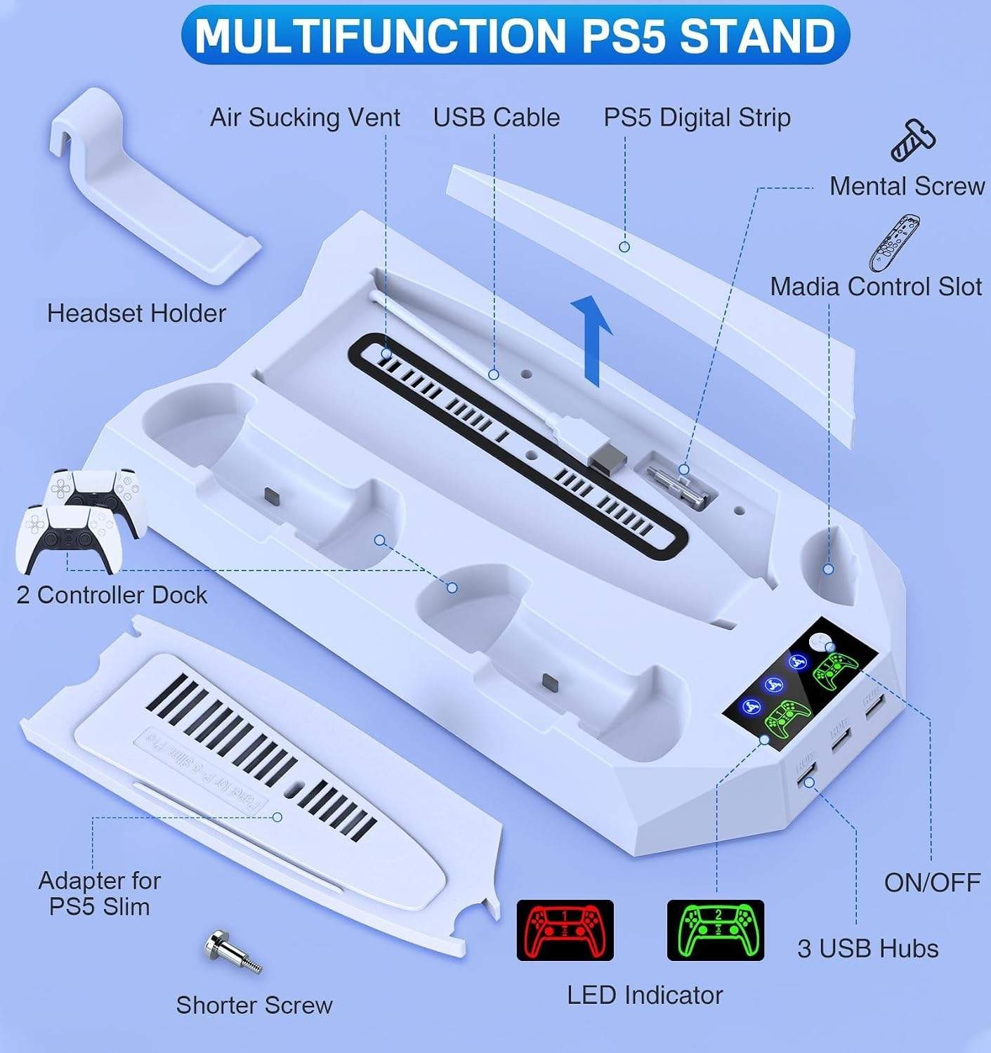 PS5/Slim/Pro Cooling Station for PS5 Console Disc/Digital Edition