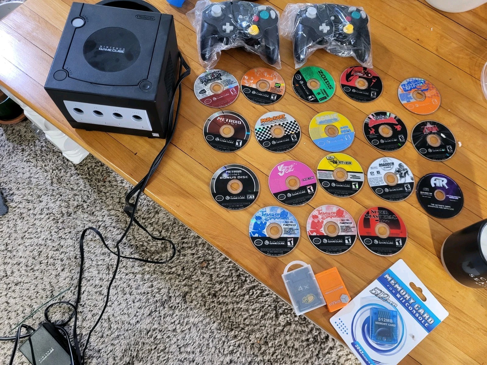 Nintendo Gamecube + Game Lot, Including Controllers (Generic) And Memory Cards