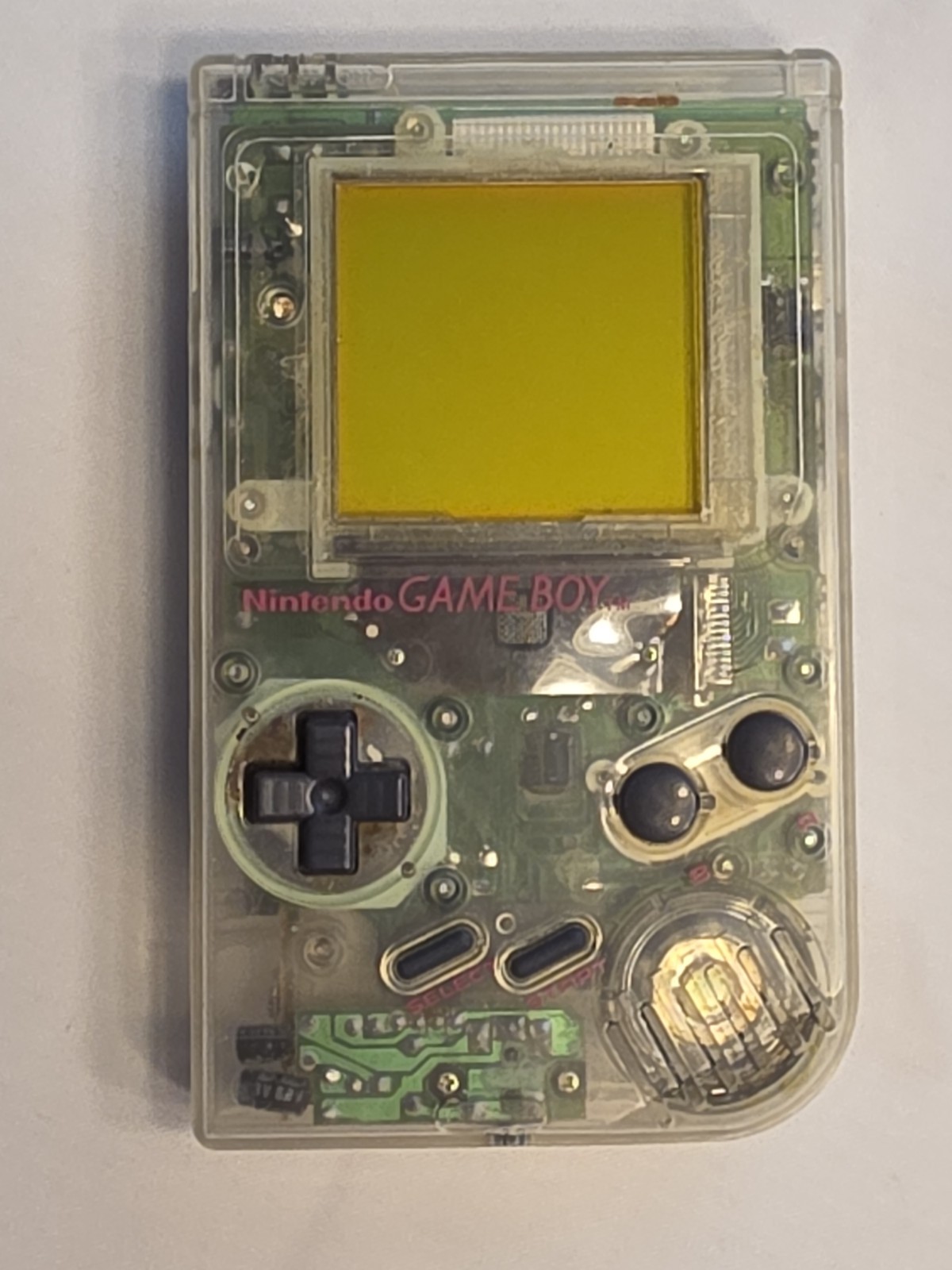 Nintendo Game Boy DMG-01 Clear Shell Tested Working w/ Carrying Case