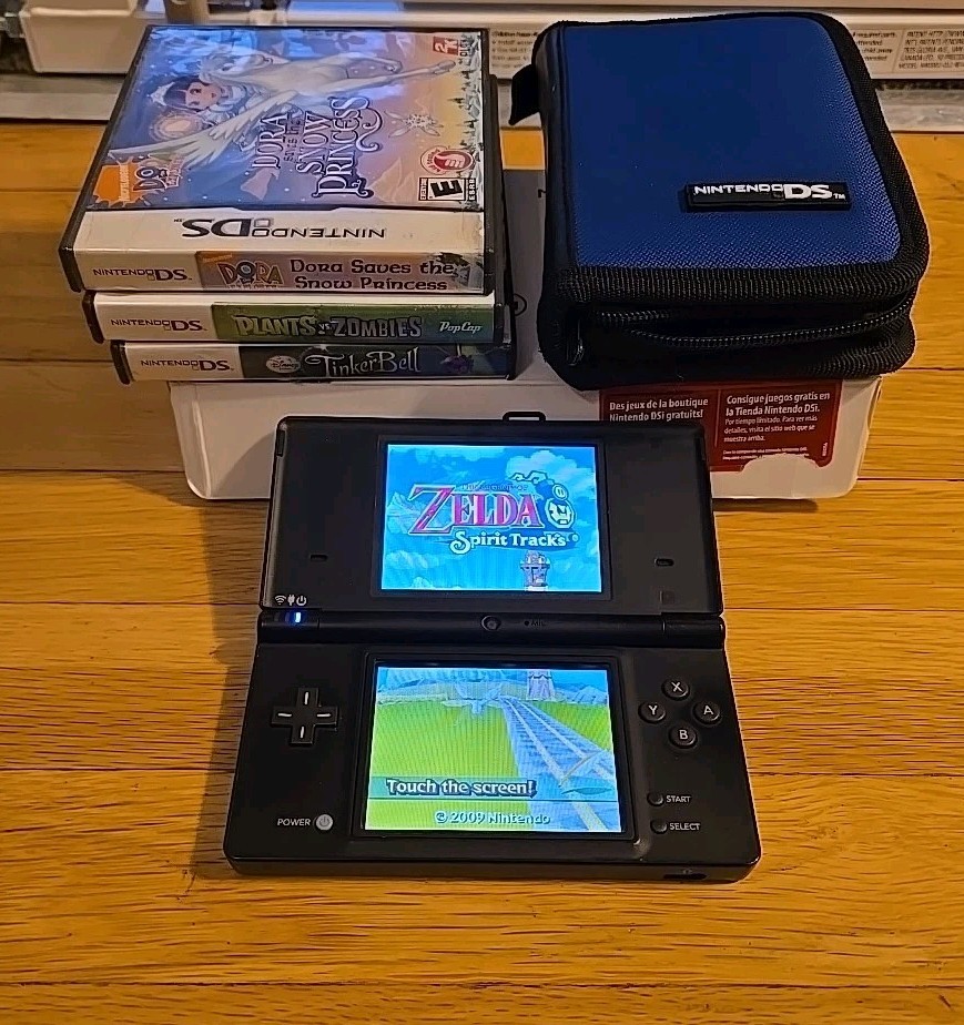 Nintendo DSi Black Handheld System Zelda Lego Plants Vs Zombies Games Cib Clean