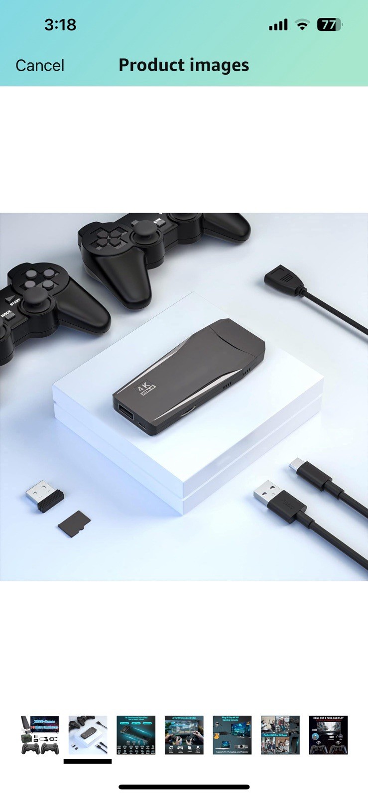 Wireless Retro Game Console Stick 20,000+ Games 4K HDMI w/ 2 Controllers (20GB)