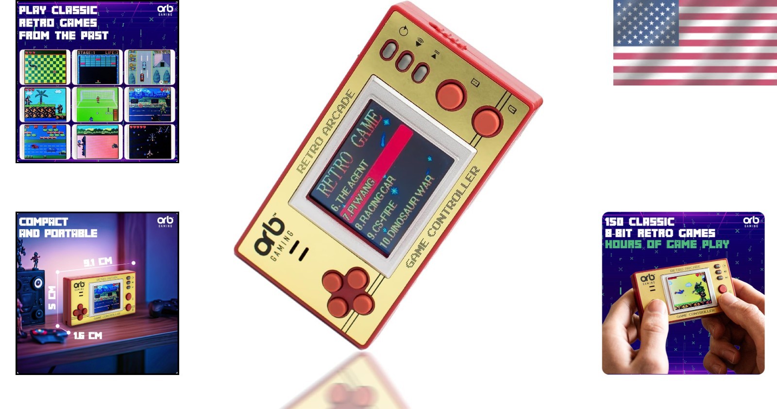 8-Bit Retro Handheld Console, 150 Games with Immersive Sound, Compact Design