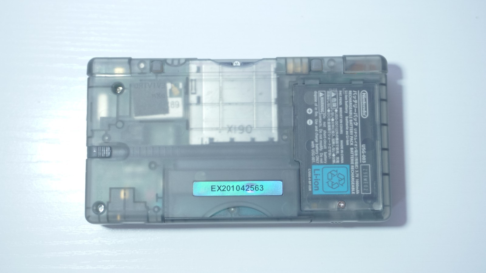Nintendo DS Lite Transparent Clear Smokey Black Handheld System with Charger